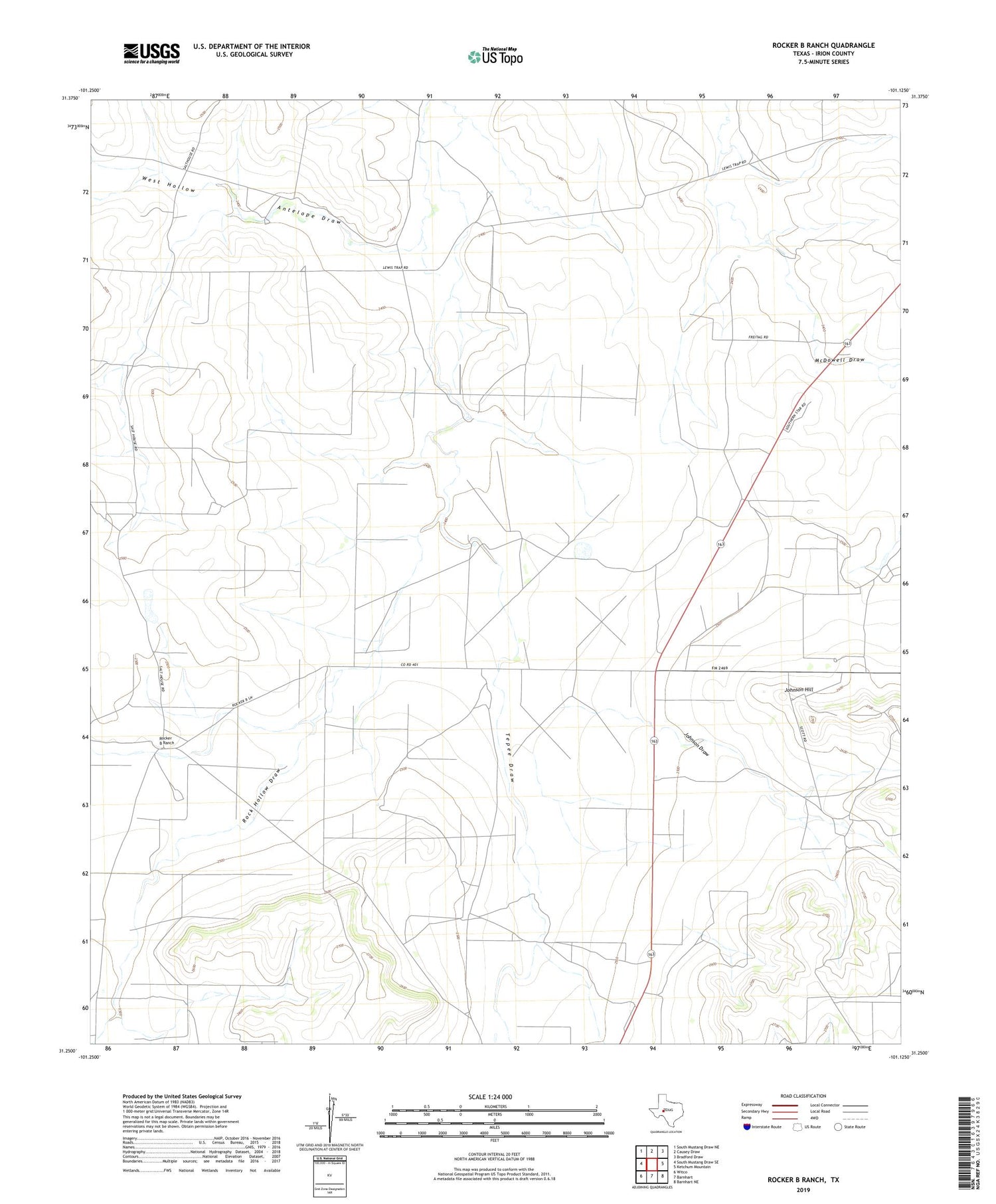 Rocker B Ranch Texas US Topo Map Image