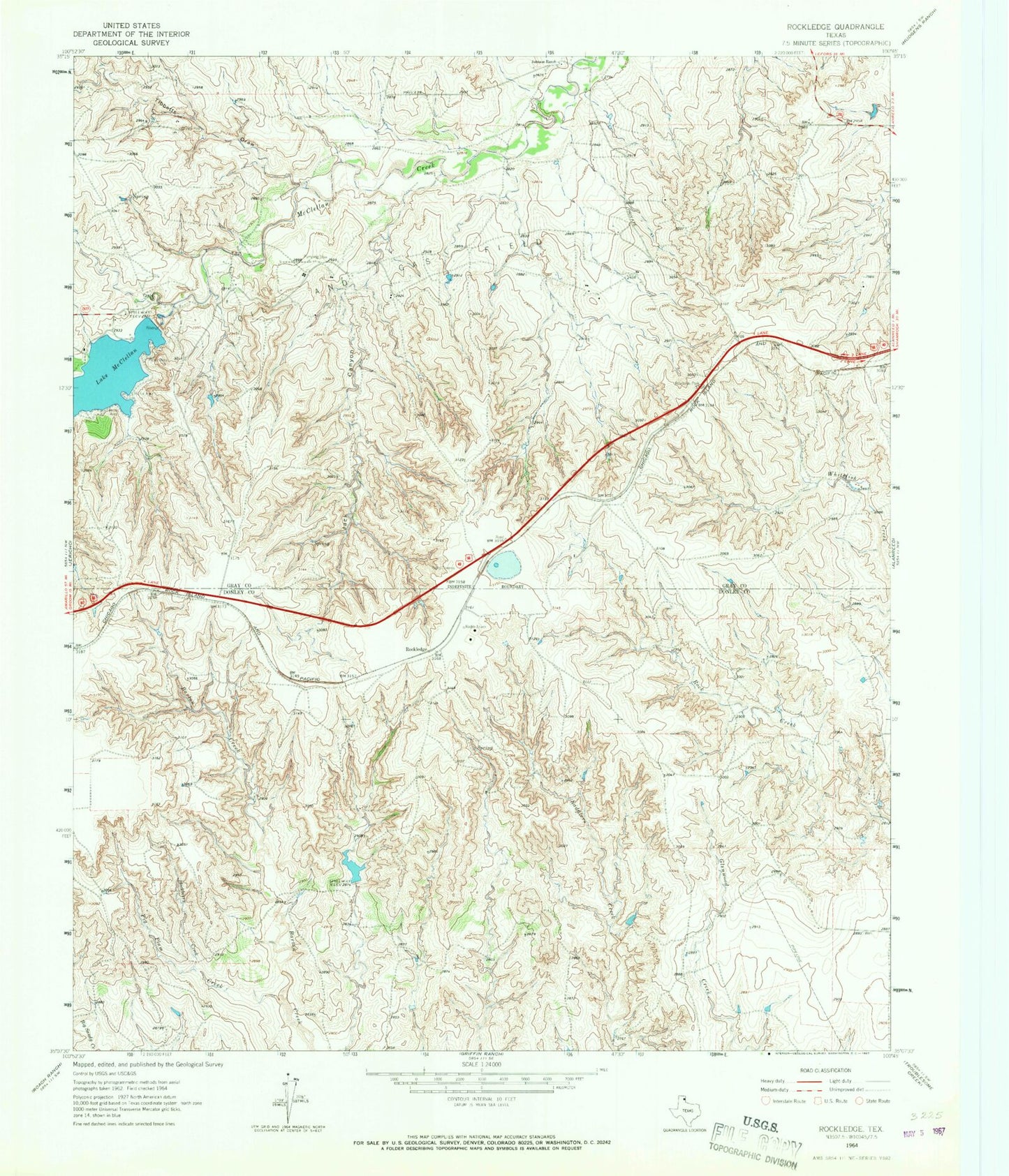 Classic USGS Rockledge Texas 7.5'x7.5' Topo Map Image