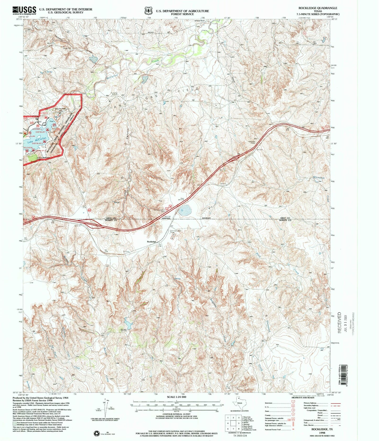 Classic USGS Rockledge Texas 7.5'x7.5' Topo Map Image