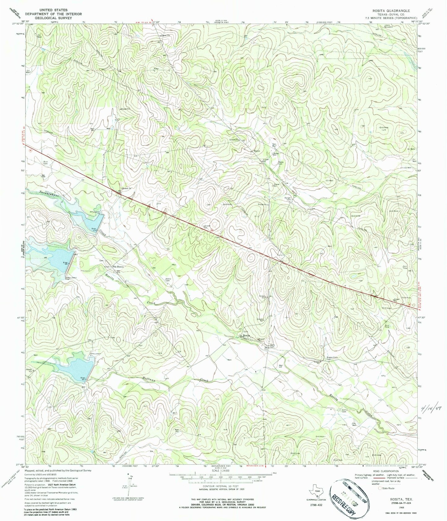 Classic USGS Rosita Texas 7.5'x7.5' Topo Map Image