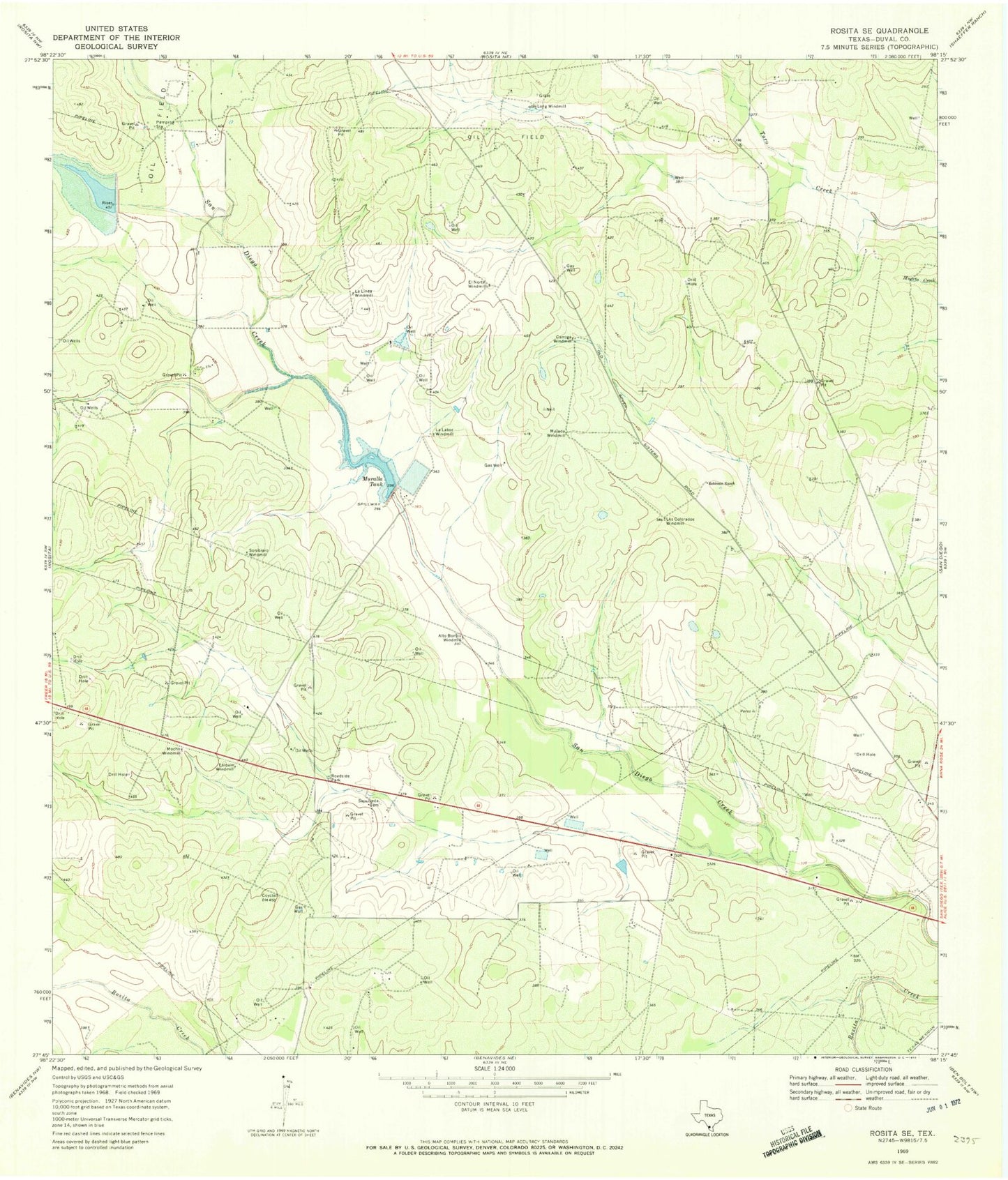 Classic USGS Rosita SE Texas 7.5'x7.5' Topo Map Image