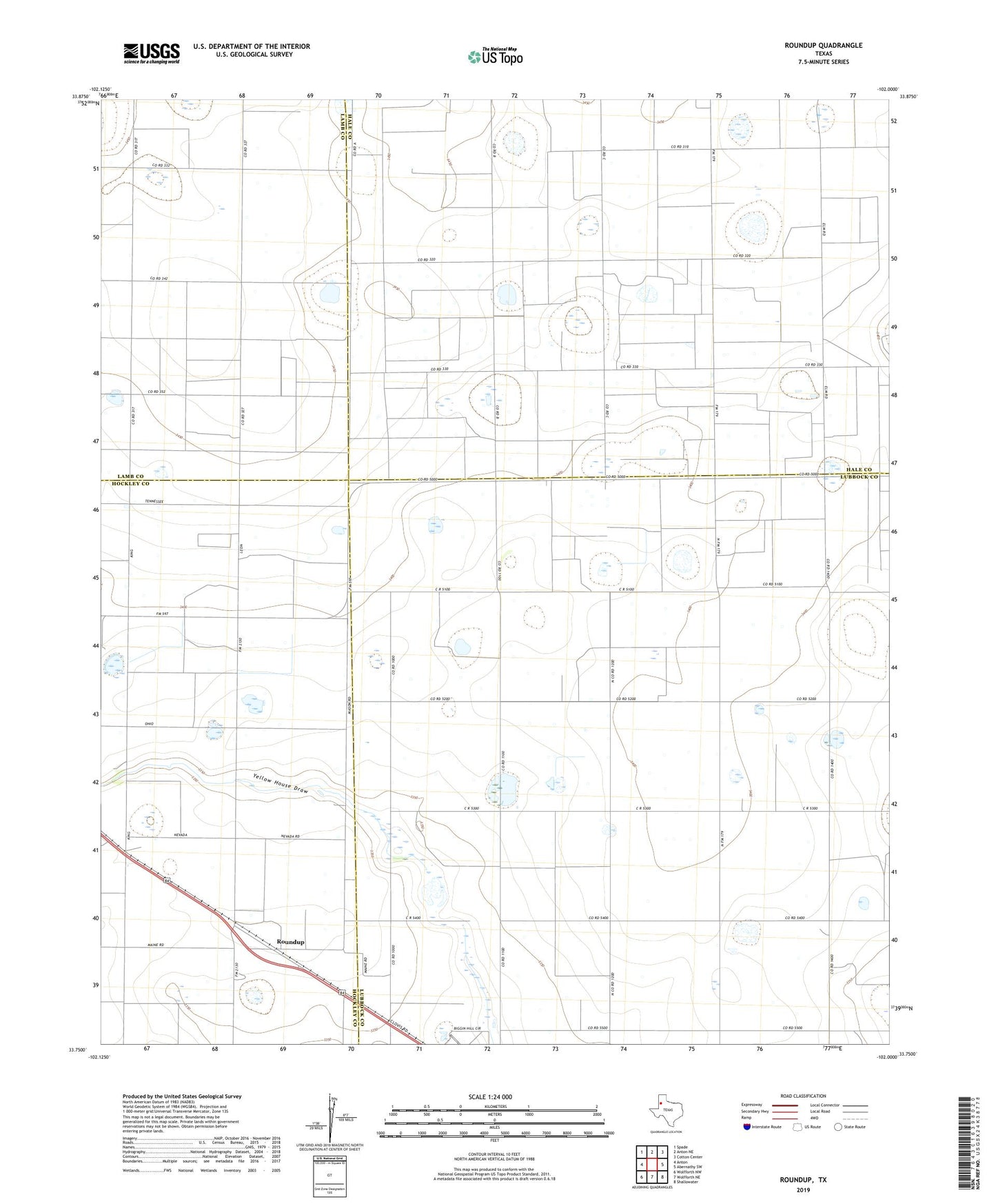 Roundup Texas US Topo Map Image