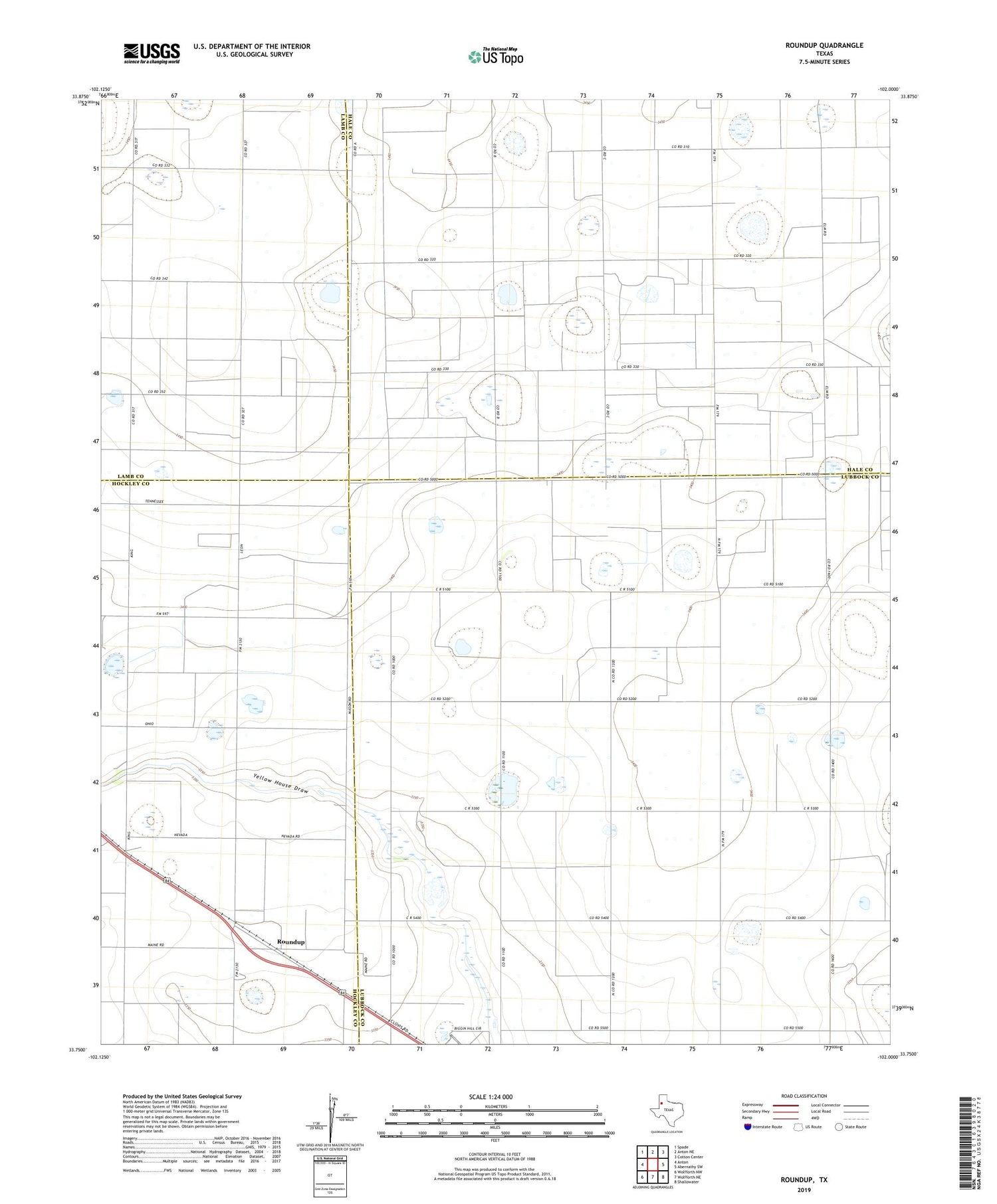 Roundup Texas US Topo Map Image