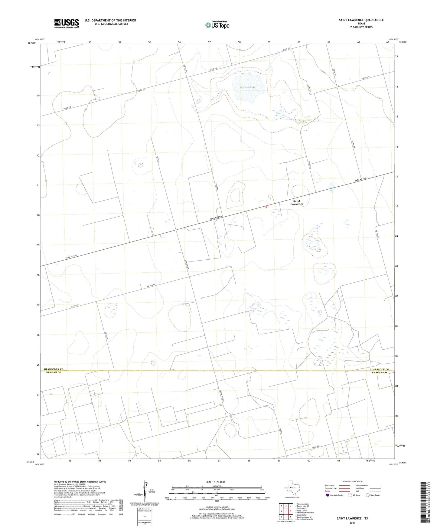 Saint Lawrence Texas US Topo Map Image