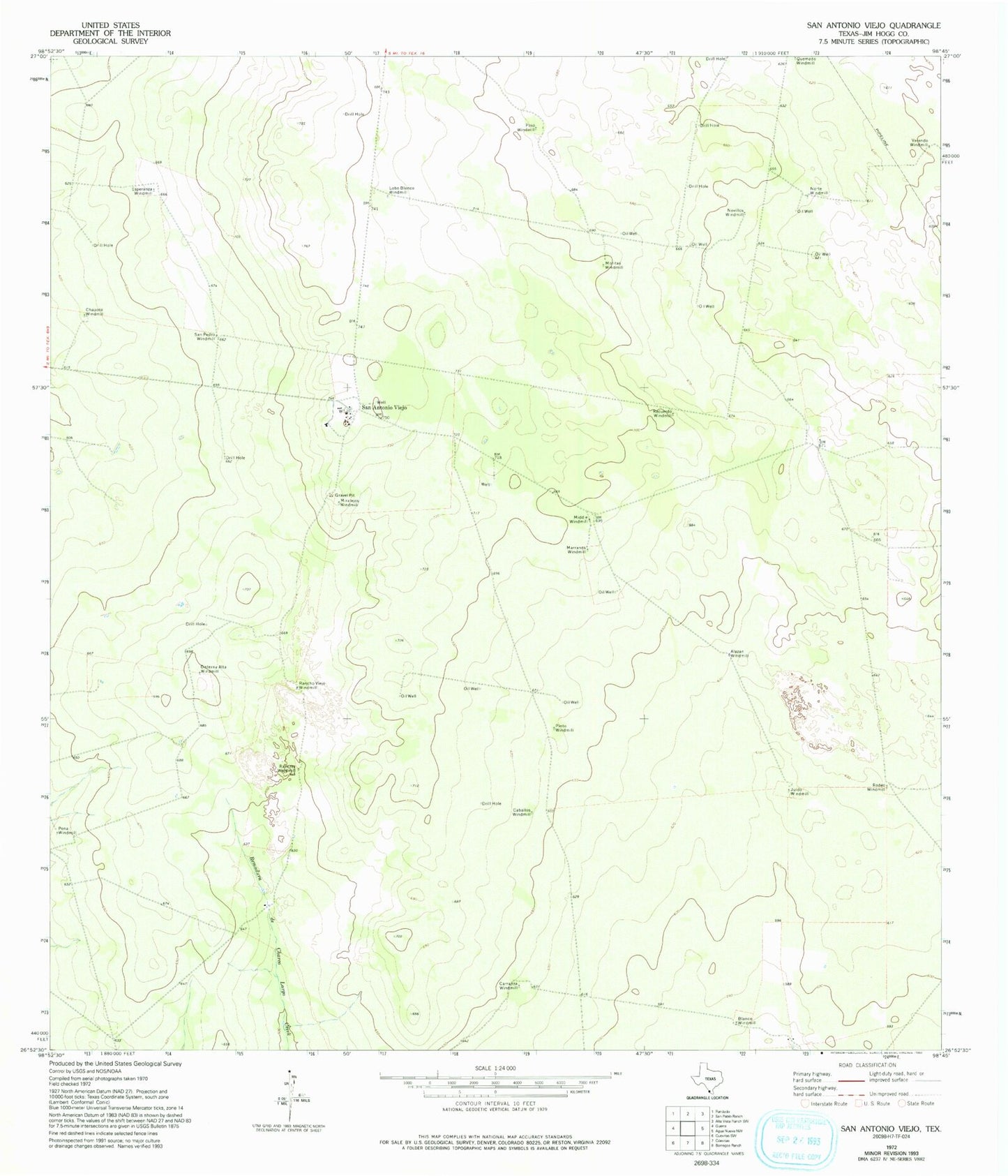 Classic USGS San Antonio Viejo Texas 7.5'x7.5' Topo Map Image
