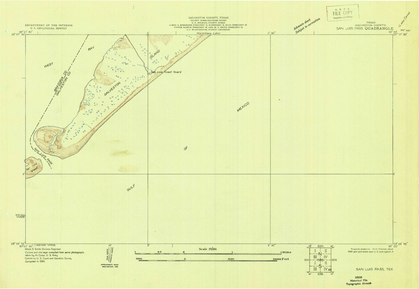 Classic USGS San Luis Pass Texas 7.5'x7.5' Topo Map Image