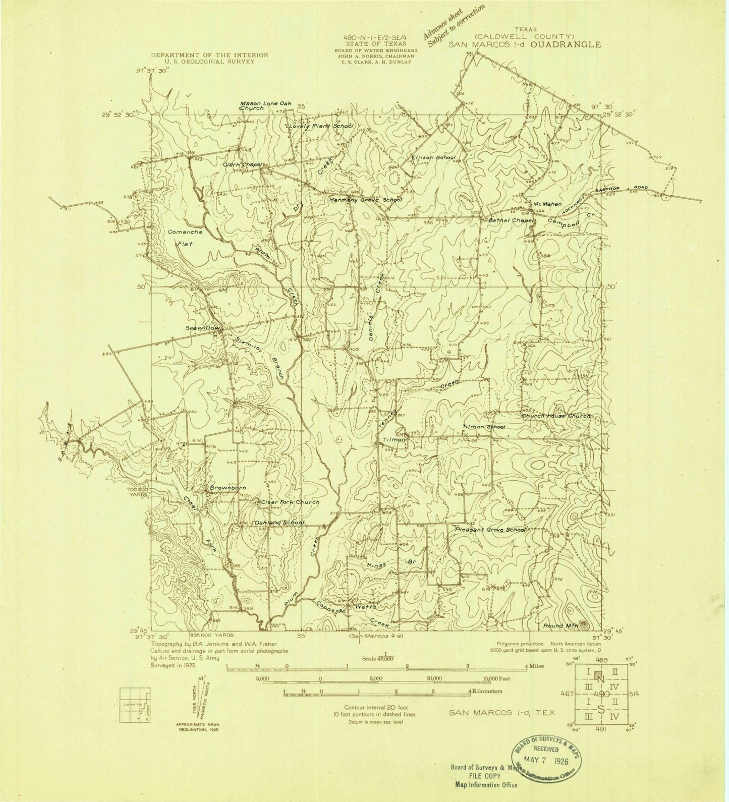 Classic USGS McMahan Texas 7.5'x7.5' Topo Map Image