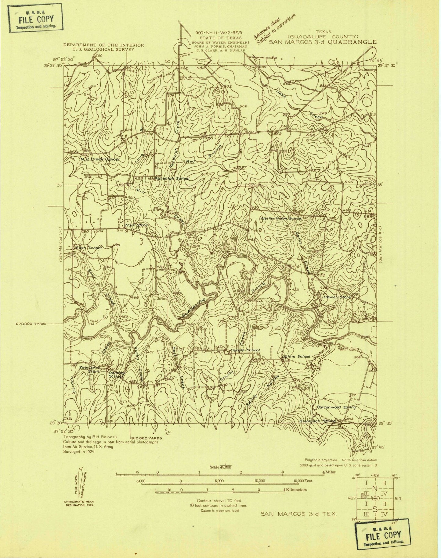Classic USGS Darst Creek Texas 7.5'x7.5' Topo Map Image