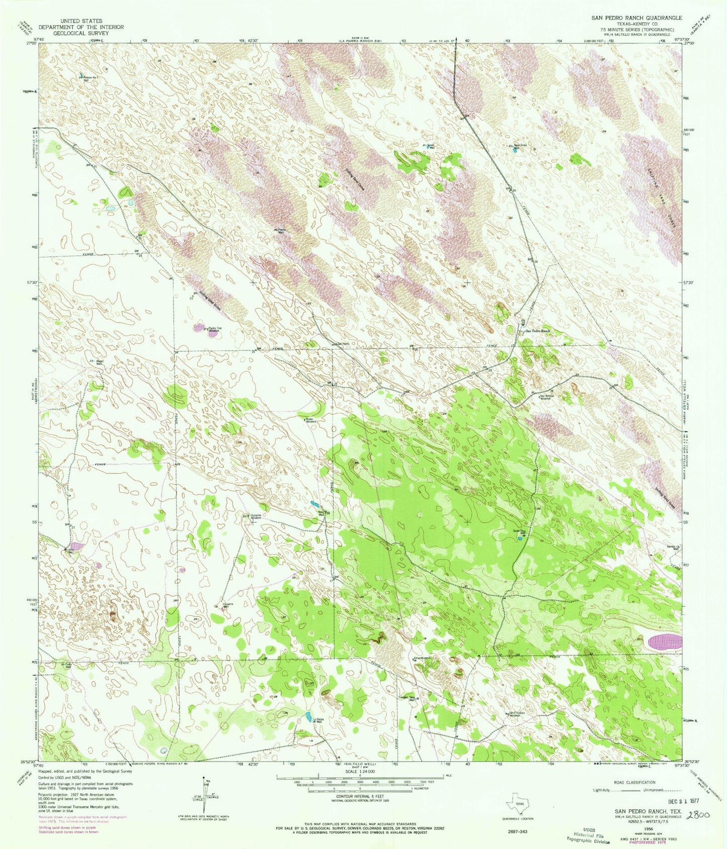Classic USGS San Pedro Ranch Texas 7.5'x7.5' Topo Map Image