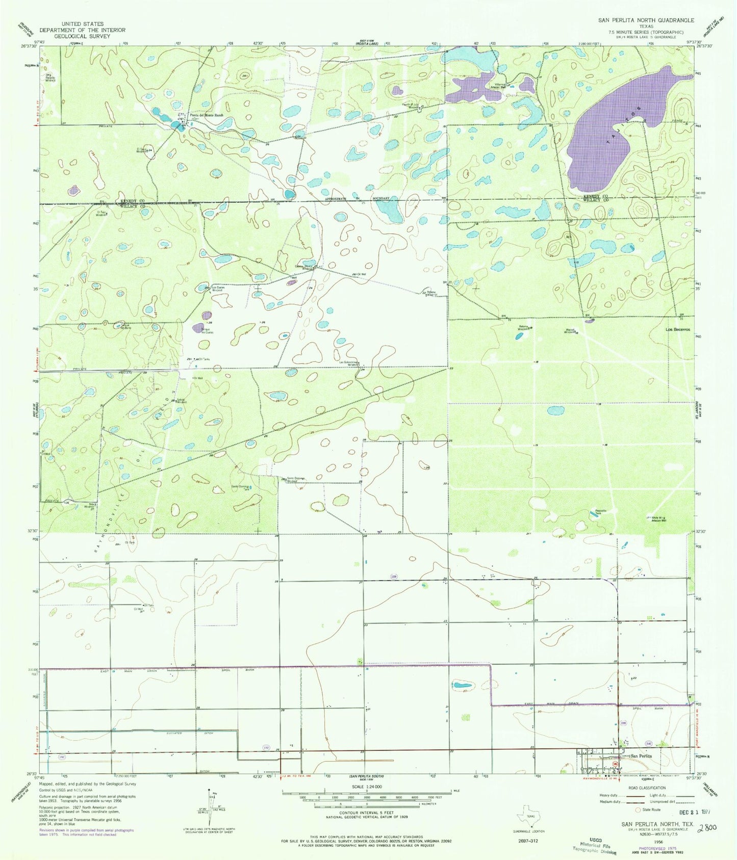 Classic USGS San Perlita North Texas 7.5'x7.5' Topo Map Image
