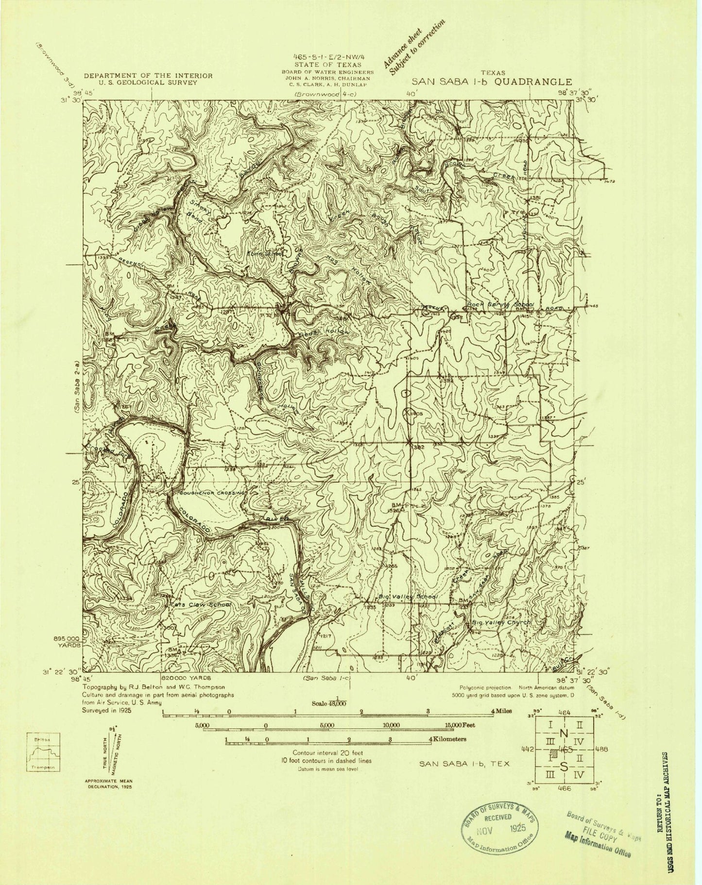 Classic USGS Big Valley North Texas 7.5'x7.5' Topo Map Image