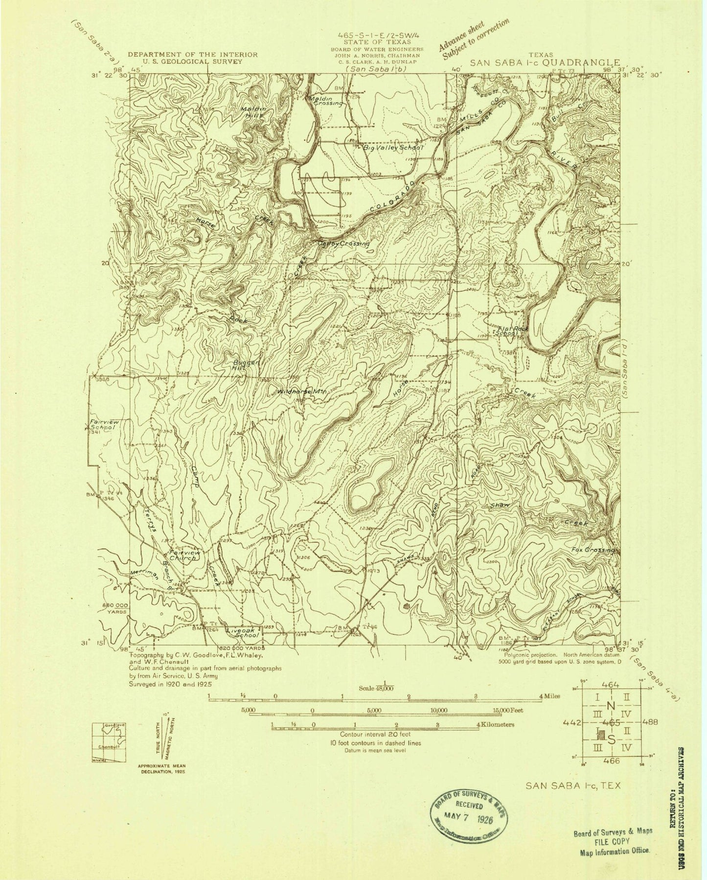 Classic USGS Big Valley South Texas 7.5'x7.5' Topo Map Image
