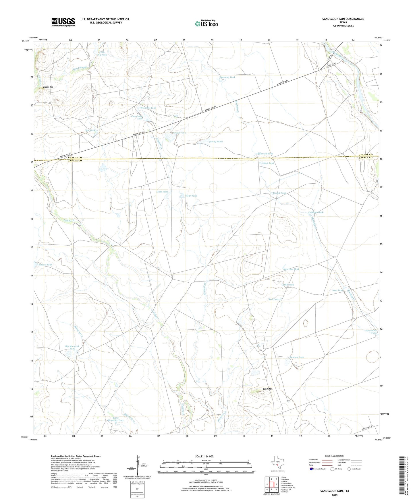 Sand Mountain Texas US Topo Map Image