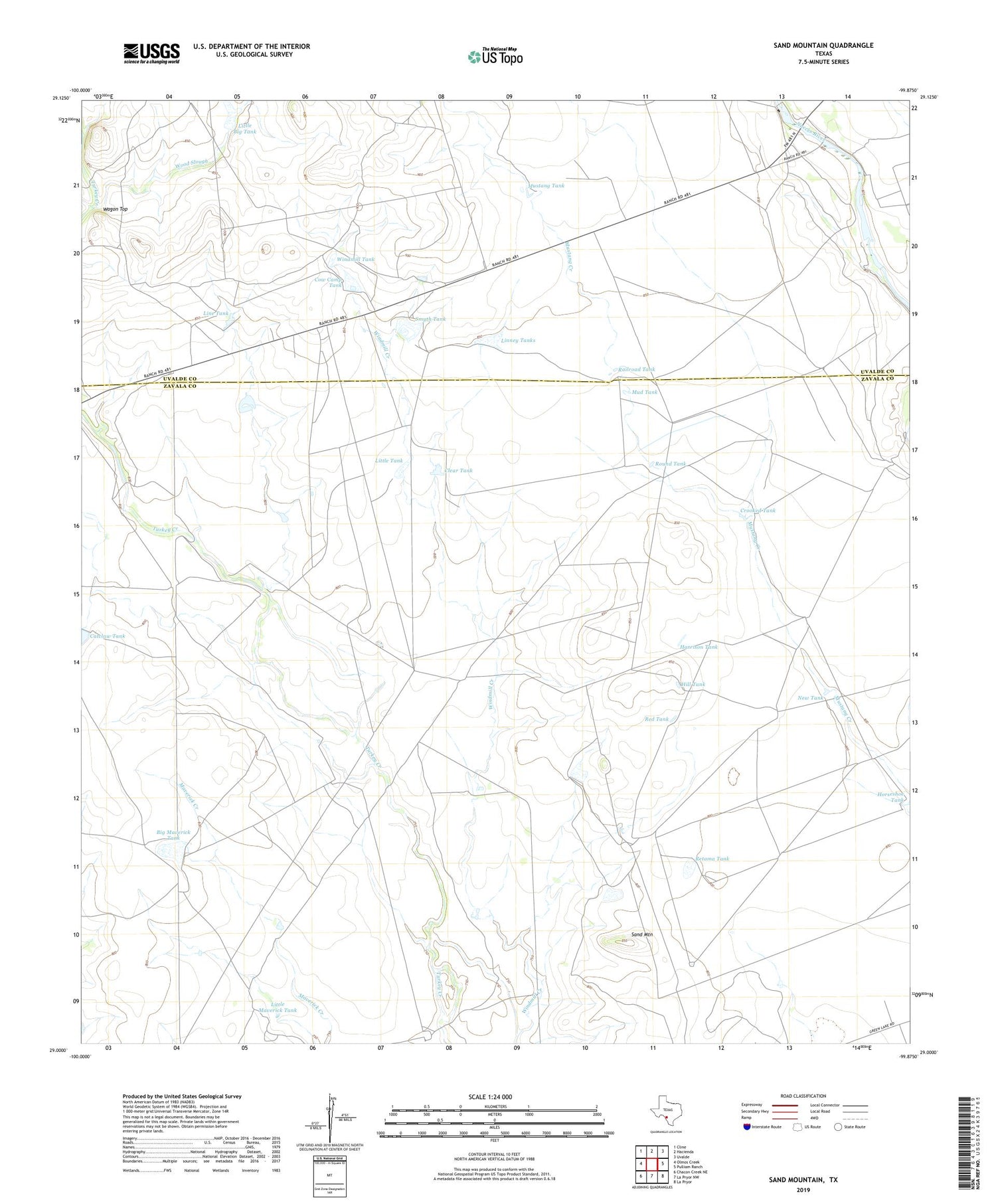 Sand Mountain Texas US Topo Map Image