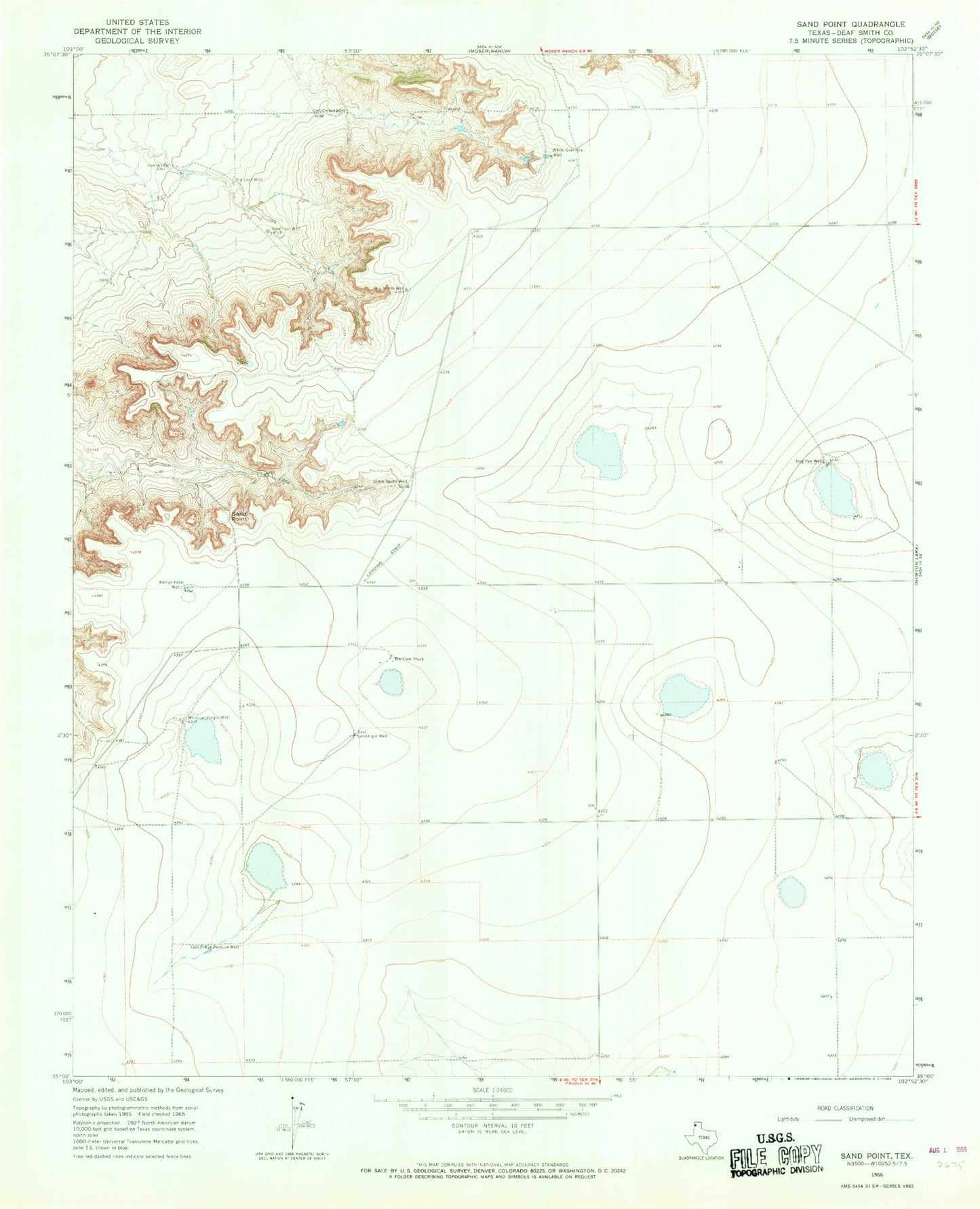 Classic USGS Sand Point Texas 7.5'x7.5' Topo Map Image