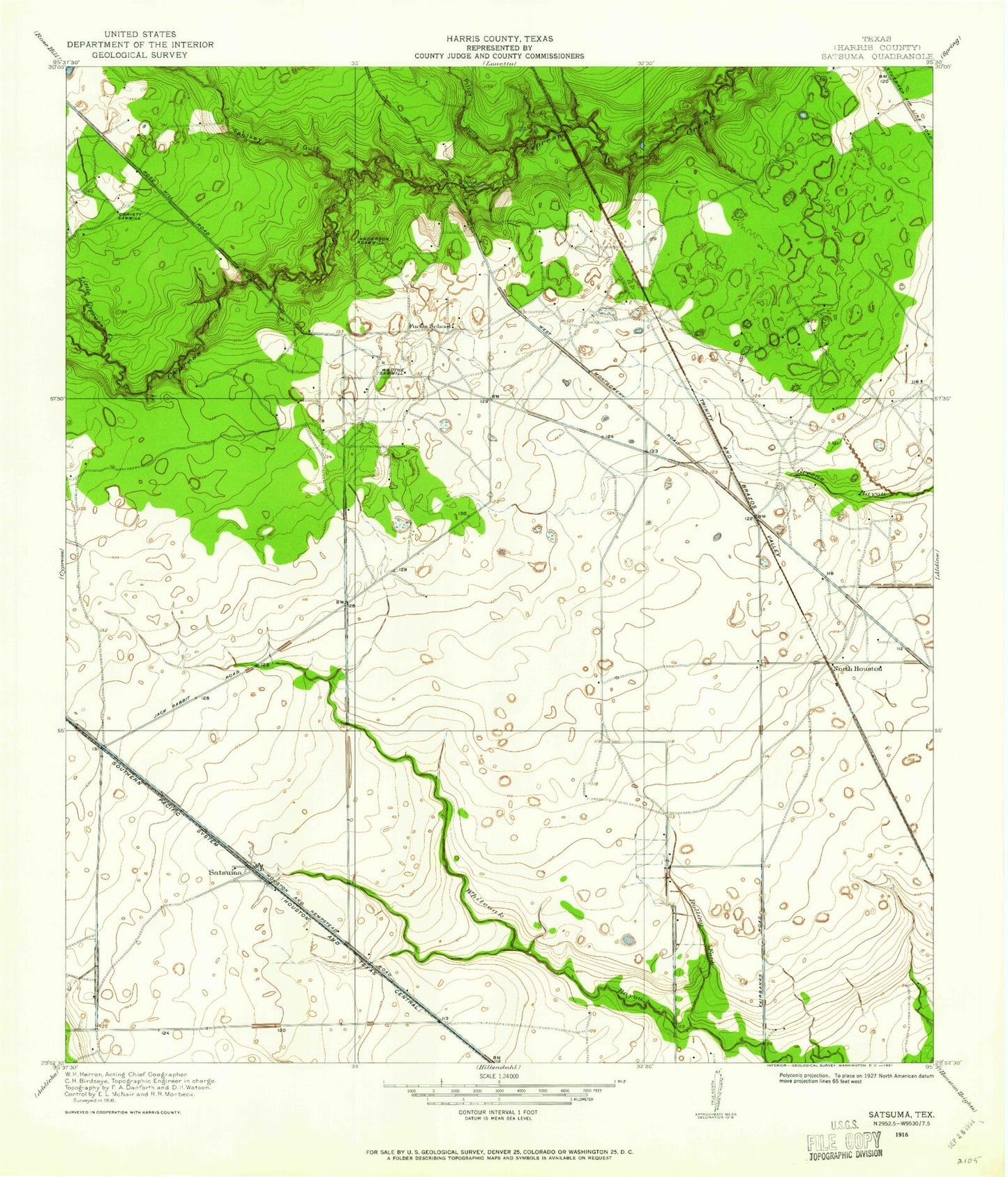 Classic USGS Satsuma Texas 7.5'x7.5' Topo Map Image