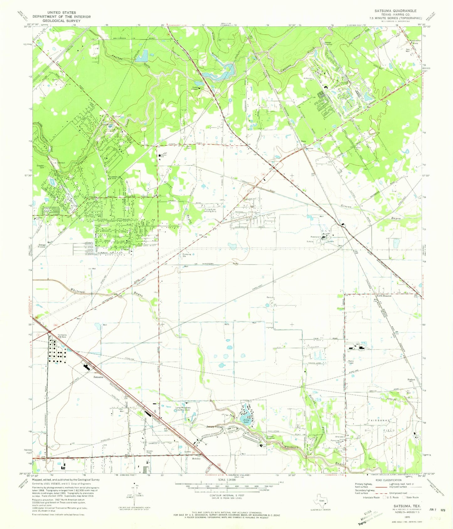 Classic USGS Satsuma Texas 7.5'x7.5' Topo Map Image