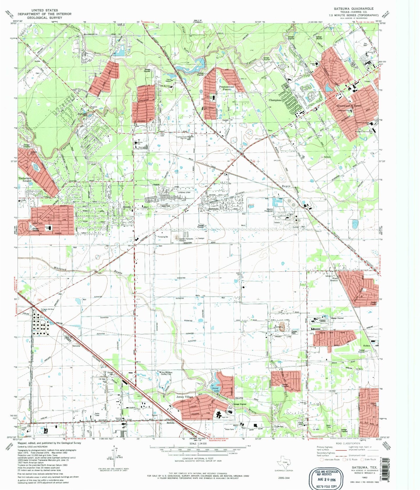 Classic USGS Satsuma Texas 7.5'x7.5' Topo Map Image