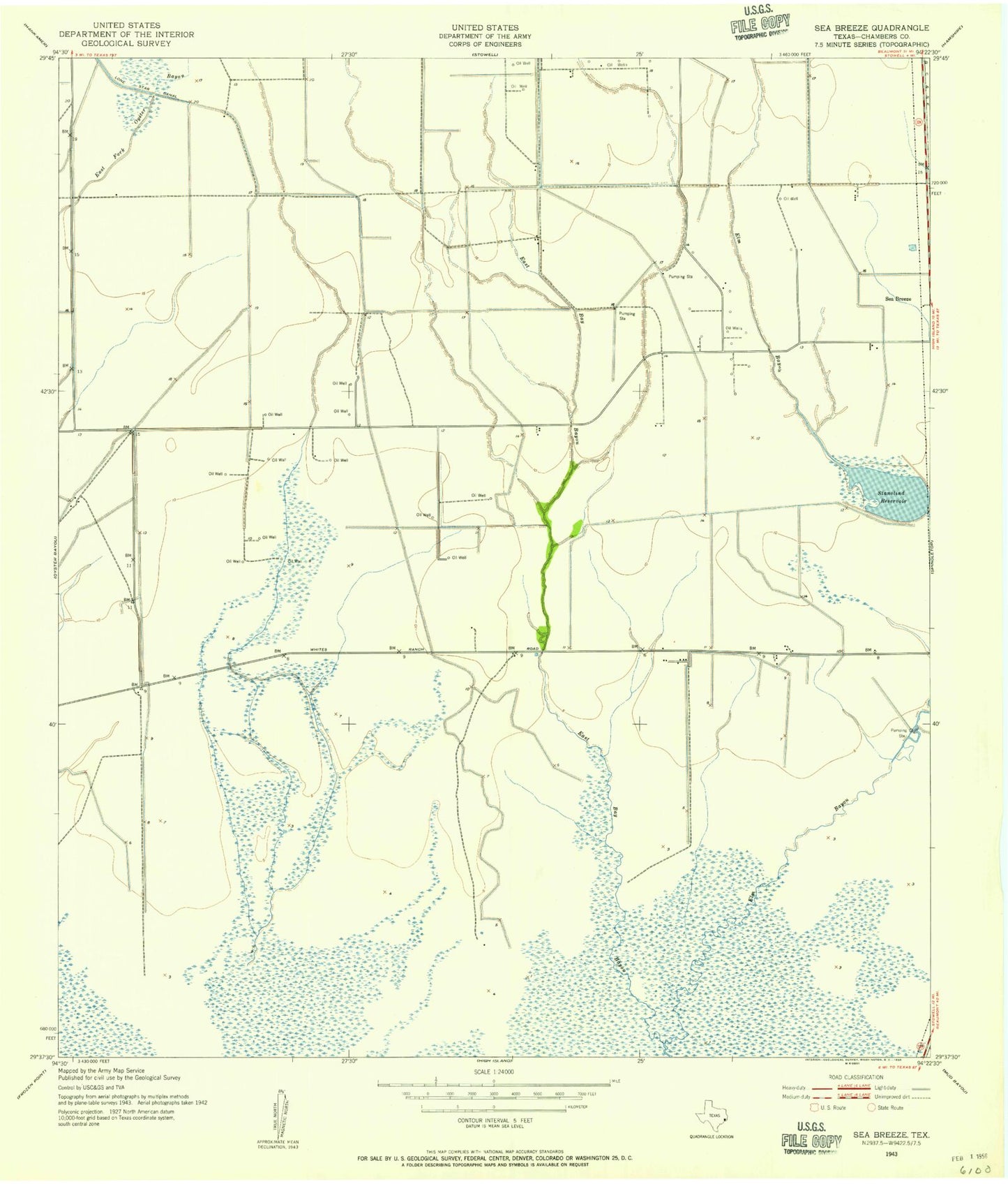 Classic USGS Stanolind Reservoir Texas 7.5'x7.5' Topo Map Image