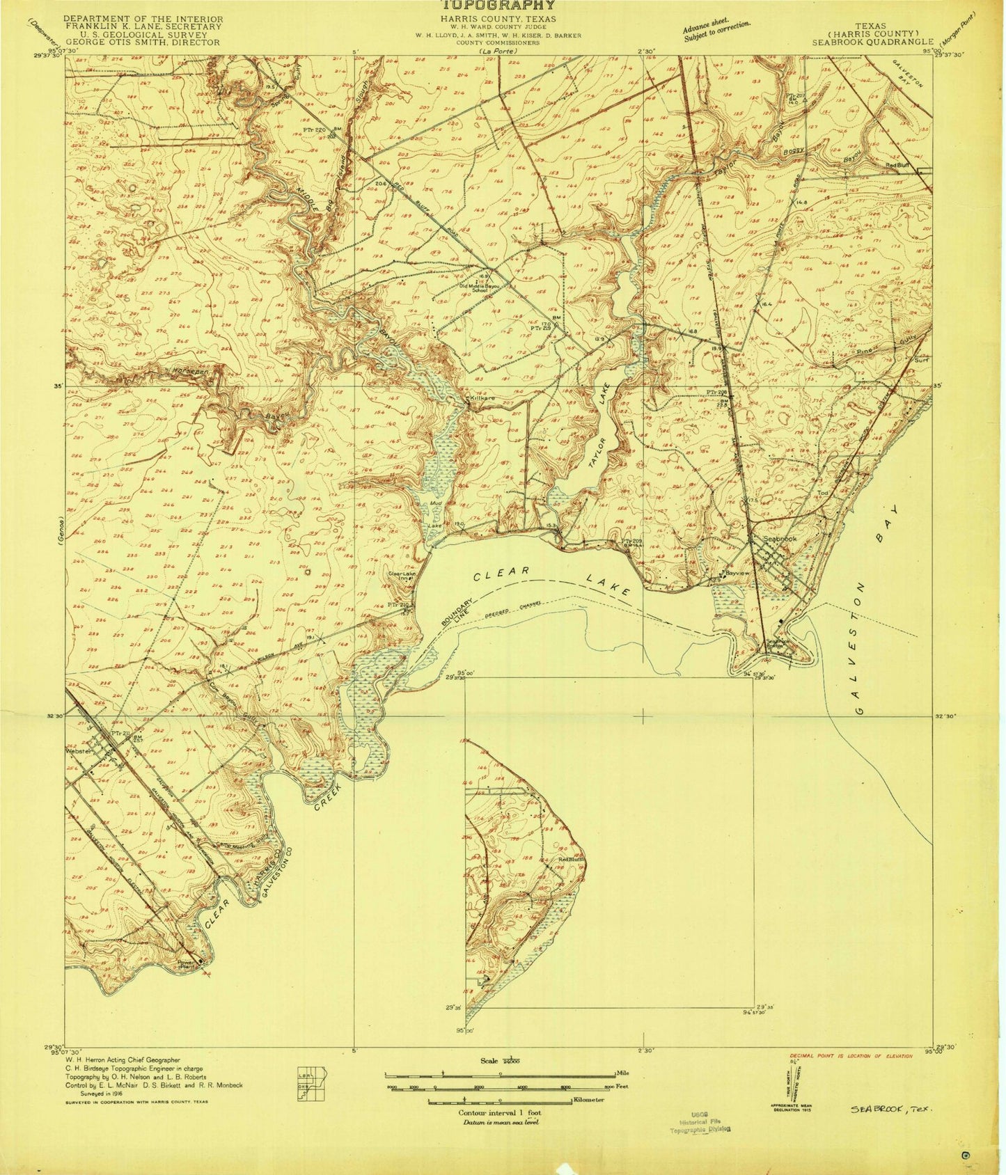 Classic USGS League City Texas 7.5'x7.5' Topo Map Image