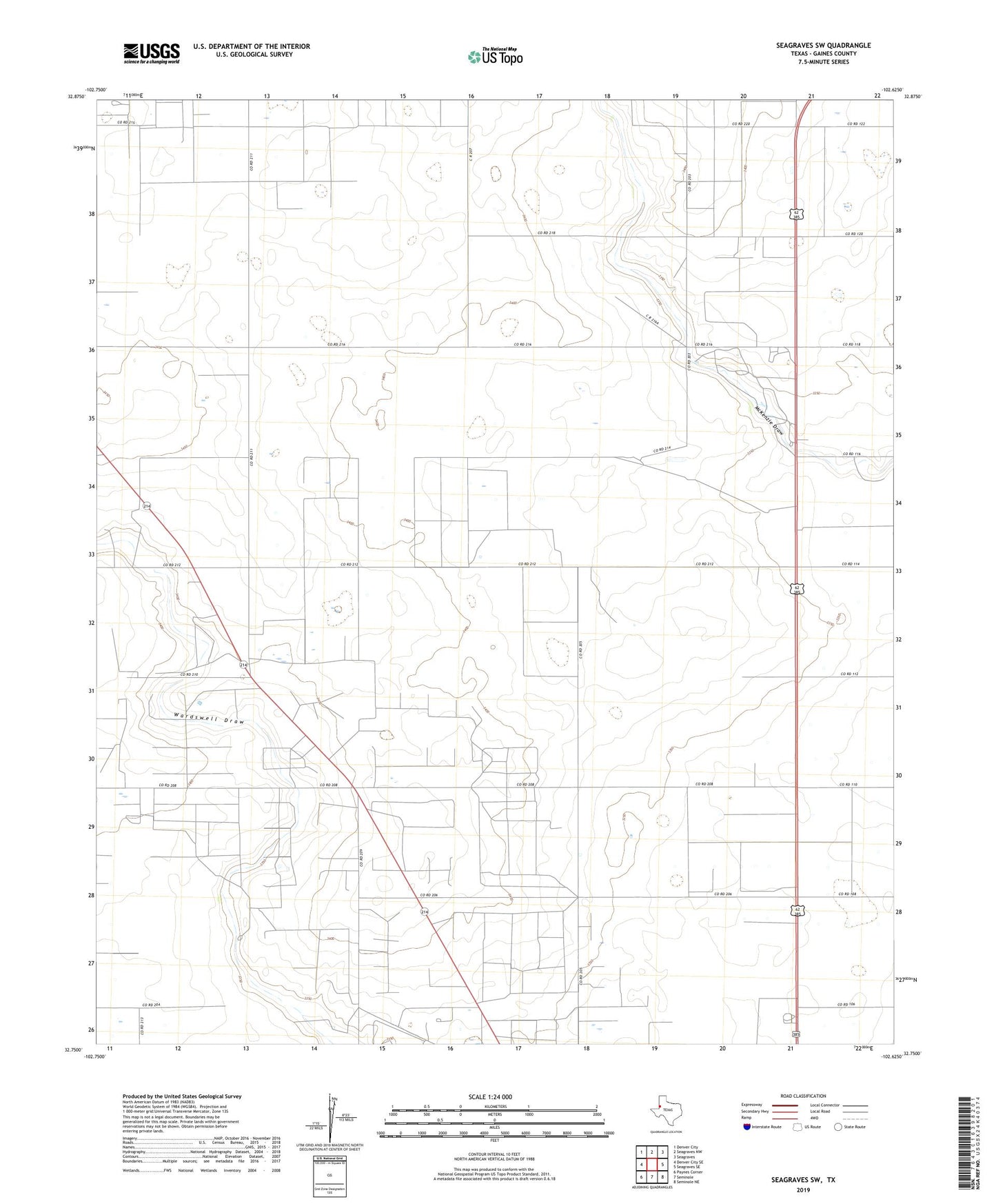 Seagraves SW Texas US Topo Map Image