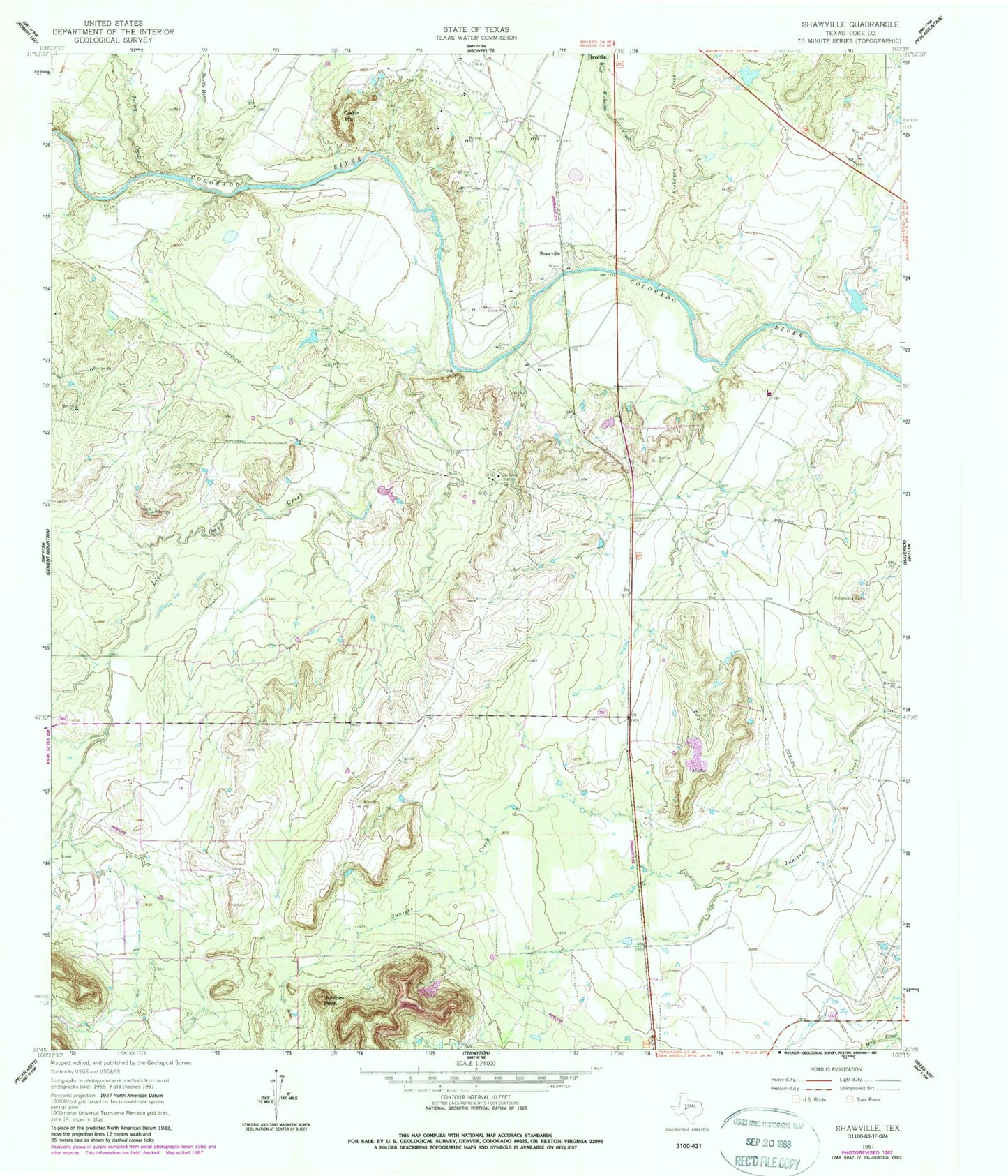 Classic USGS Shawville Texas 7.5'x7.5' Topo Map Image