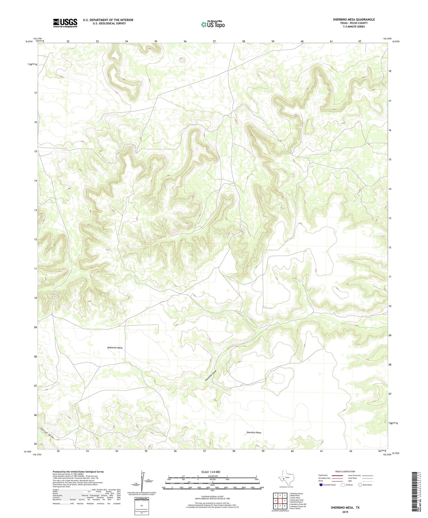Sherbino Mesa Texas US Topo Map Image