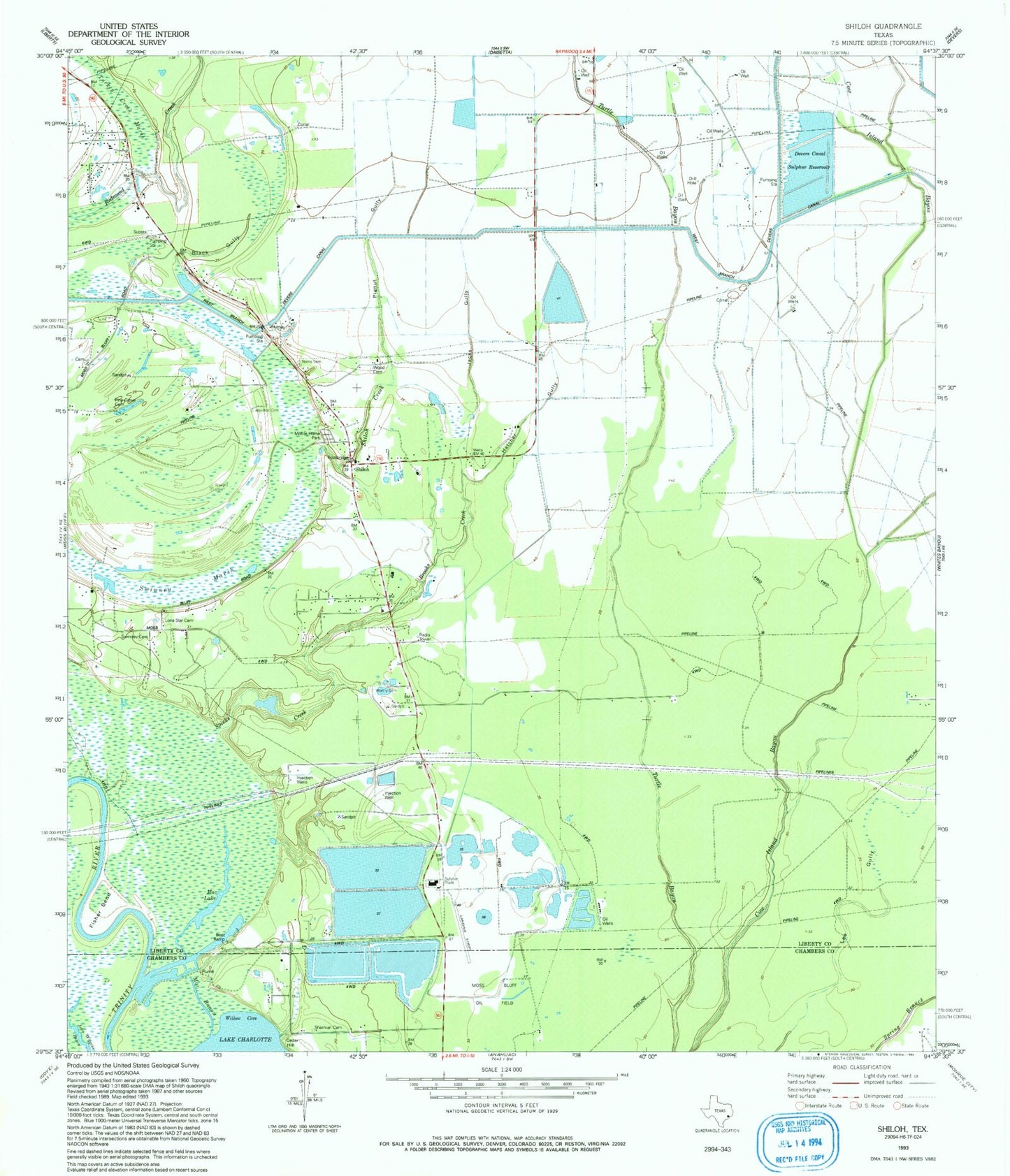 Classic USGS Shiloh Texas 7.5'x7.5' Topo Map Image