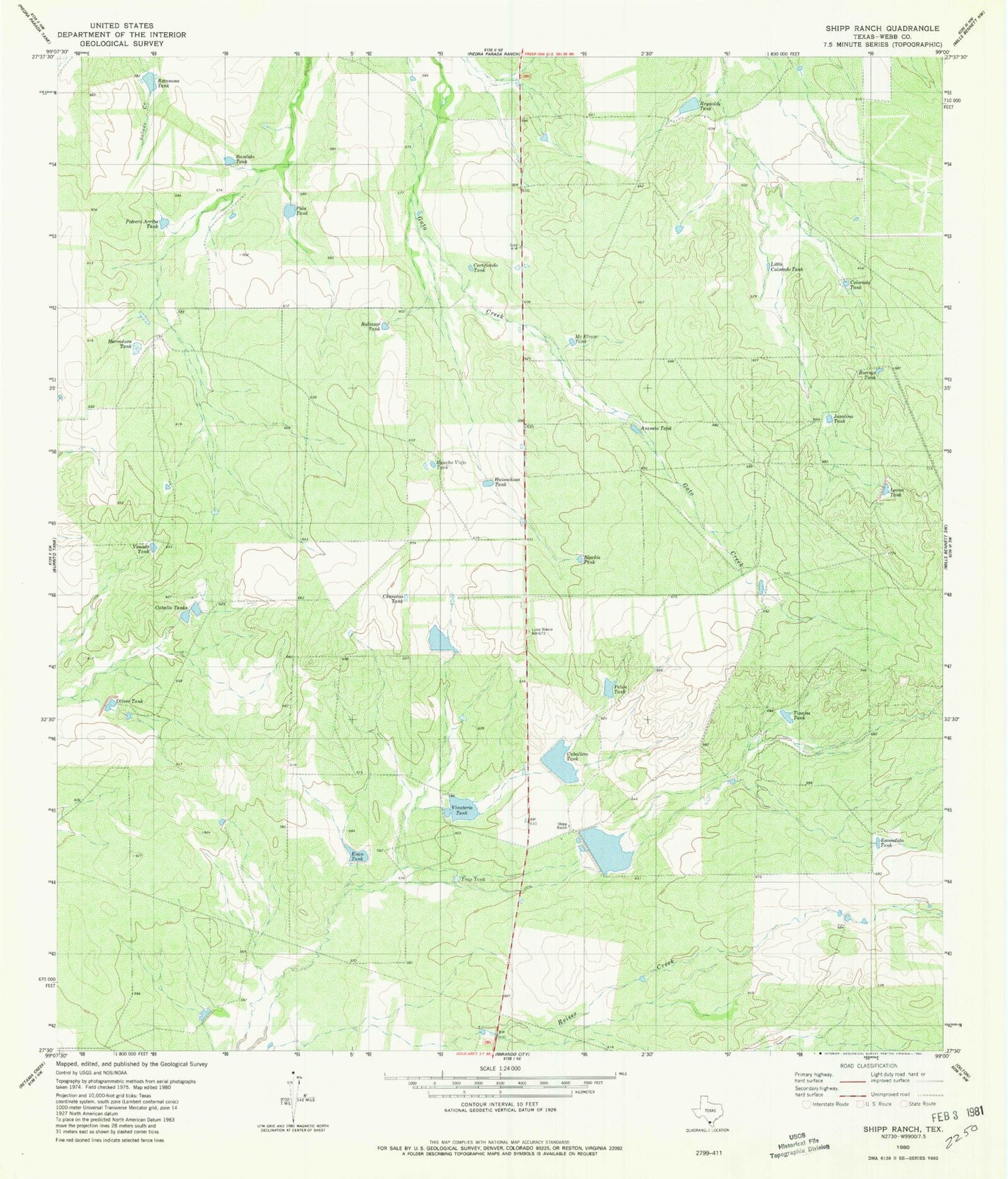 Classic USGS Shipp Ranch Texas 7.5'x7.5' Topo Map Image
