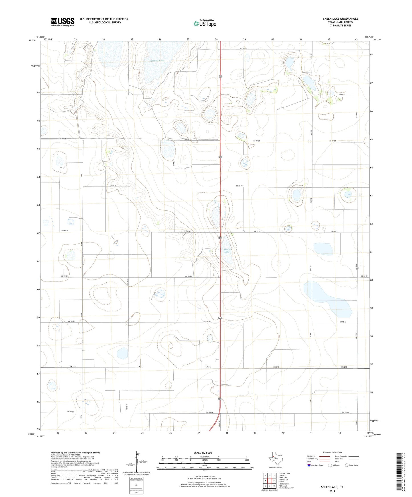Skeen Lake Texas US Topo Map Image