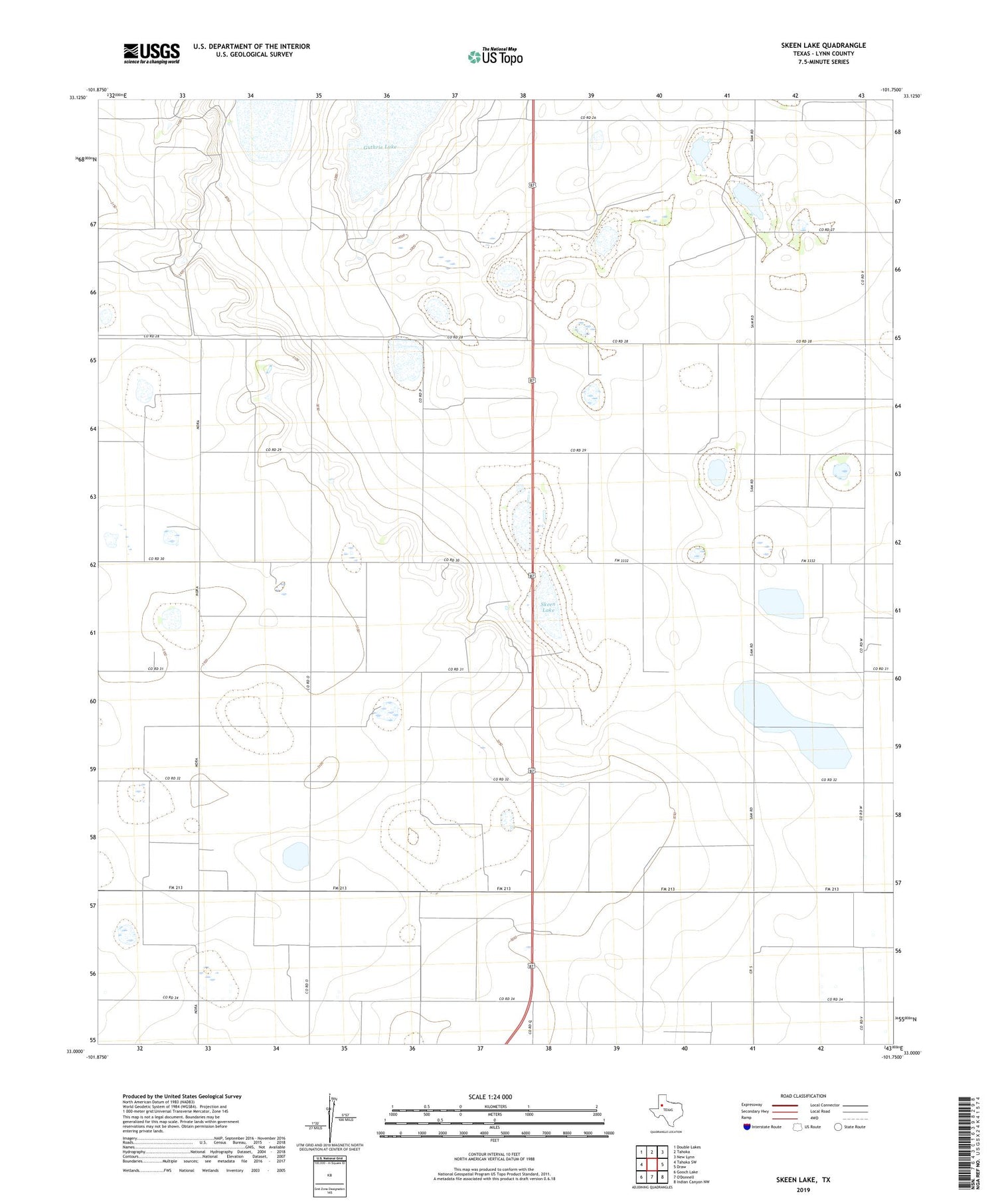 Skeen Lake Texas US Topo Map Image
