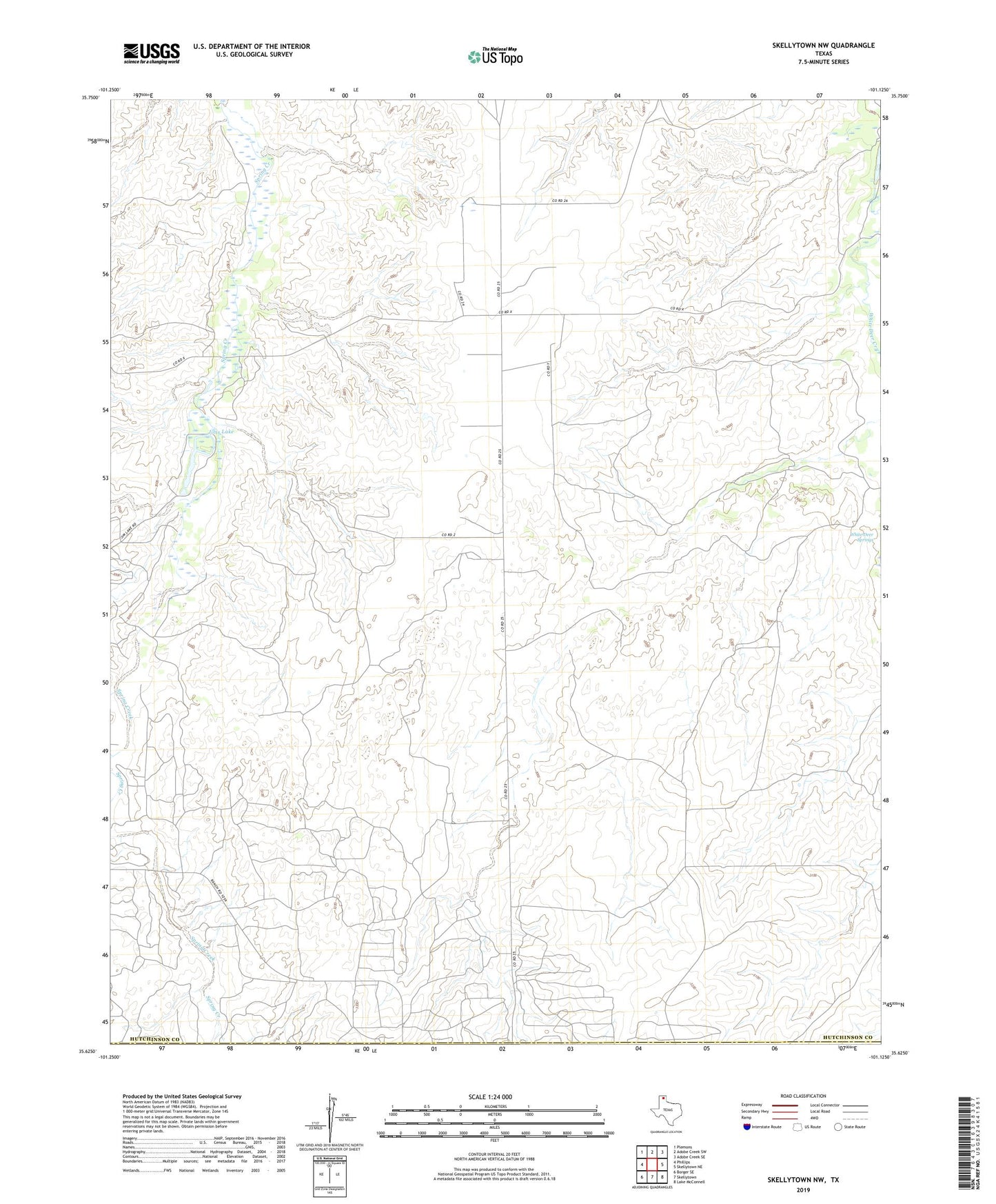 Skellytown NW Texas US Topo Map Image