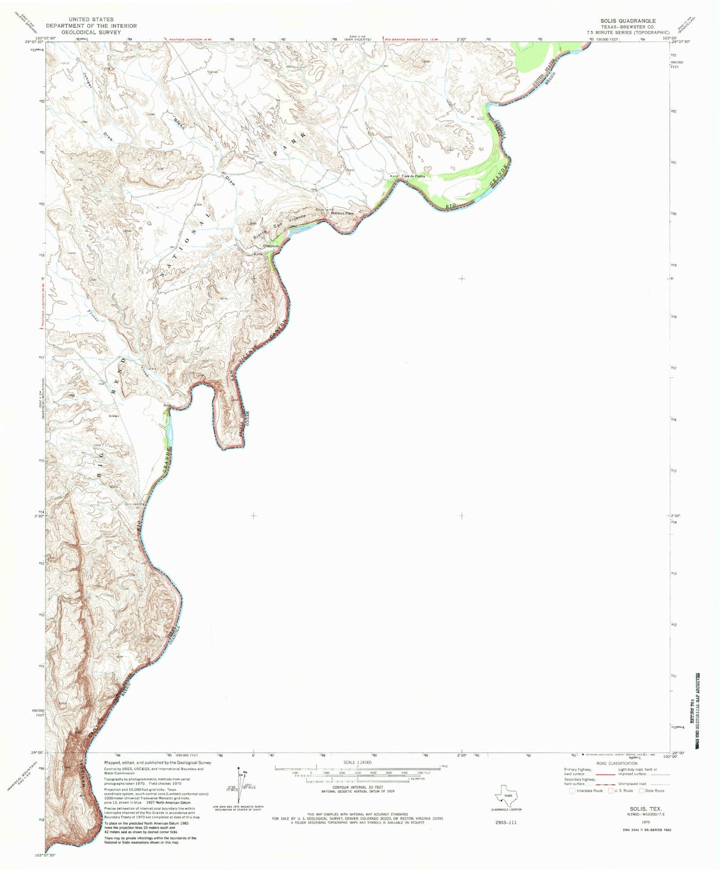 Classic USGS Solis Texas 7.5'x7.5' Topo Map Image