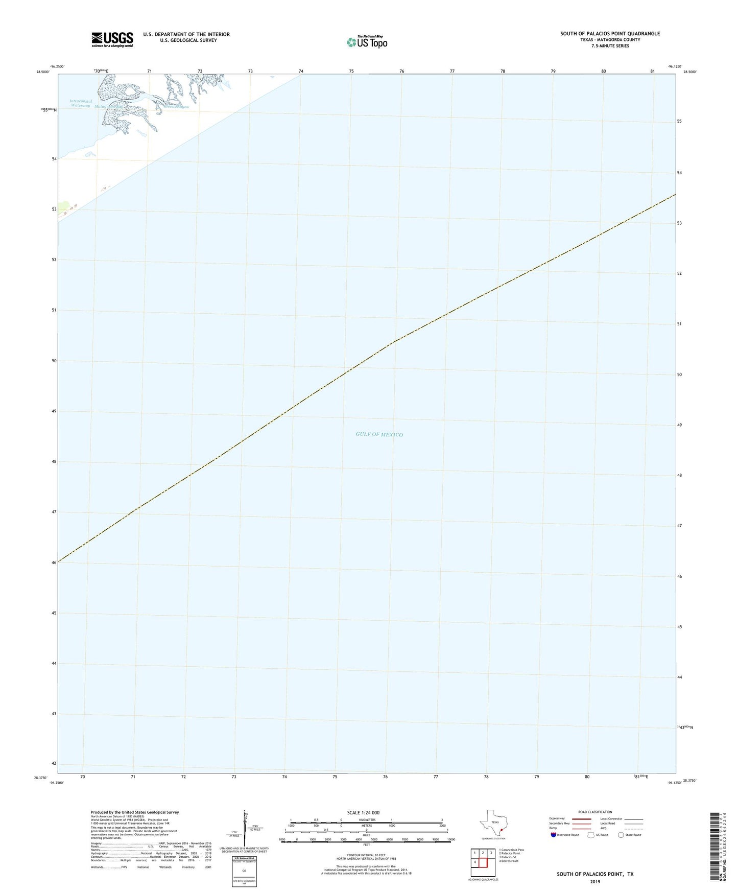 South of Palacios Point Texas US Topo Map Image