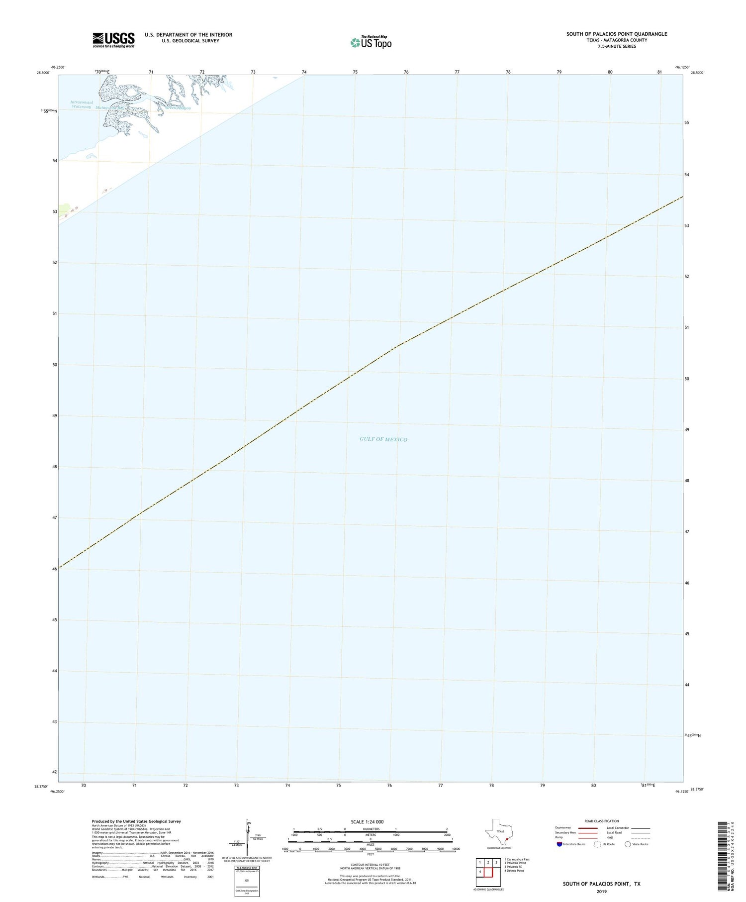 South of Palacios Point Texas US Topo Map Image