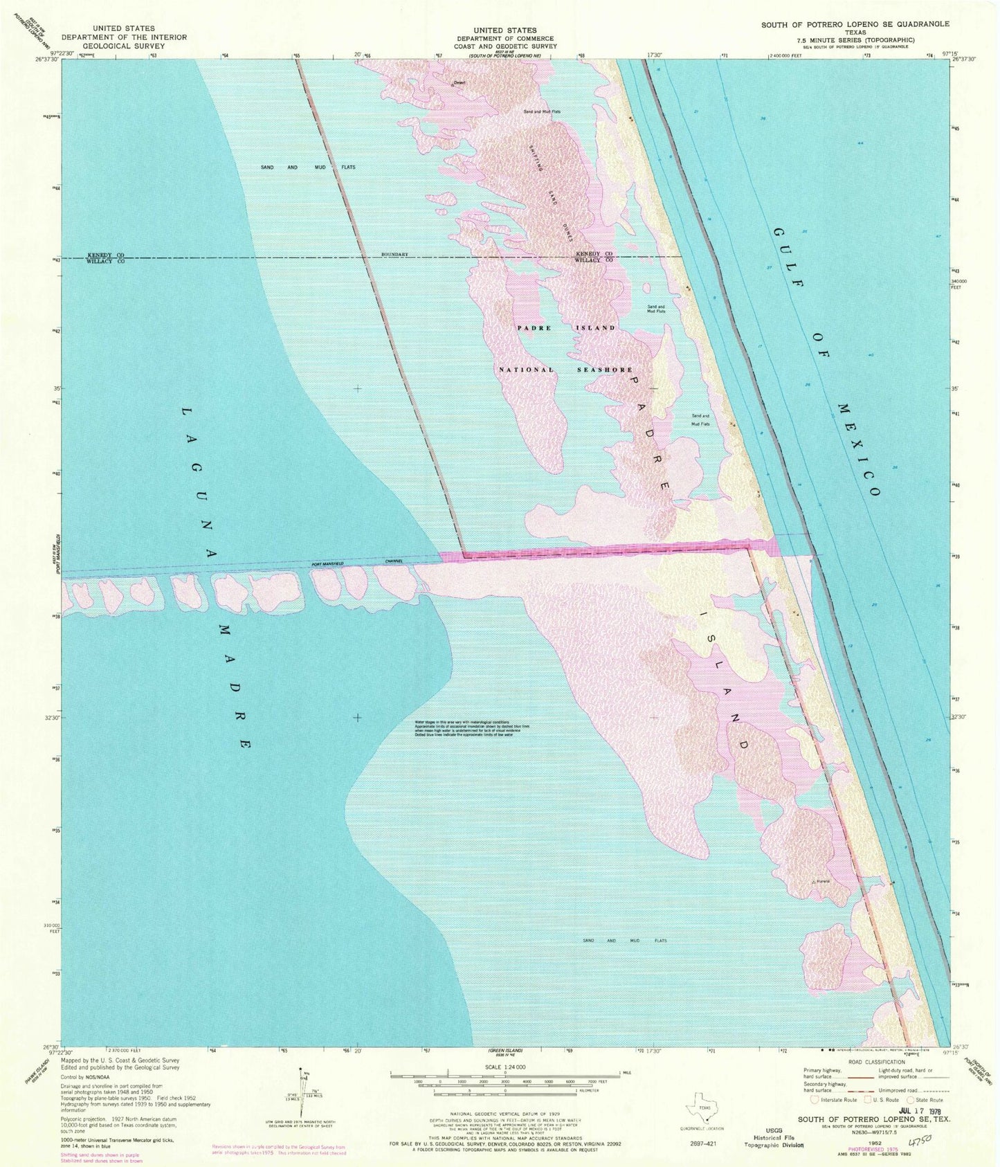 Classic USGS South of Potrero Lopeno SE Texas 7.5'x7.5' Topo Map Image