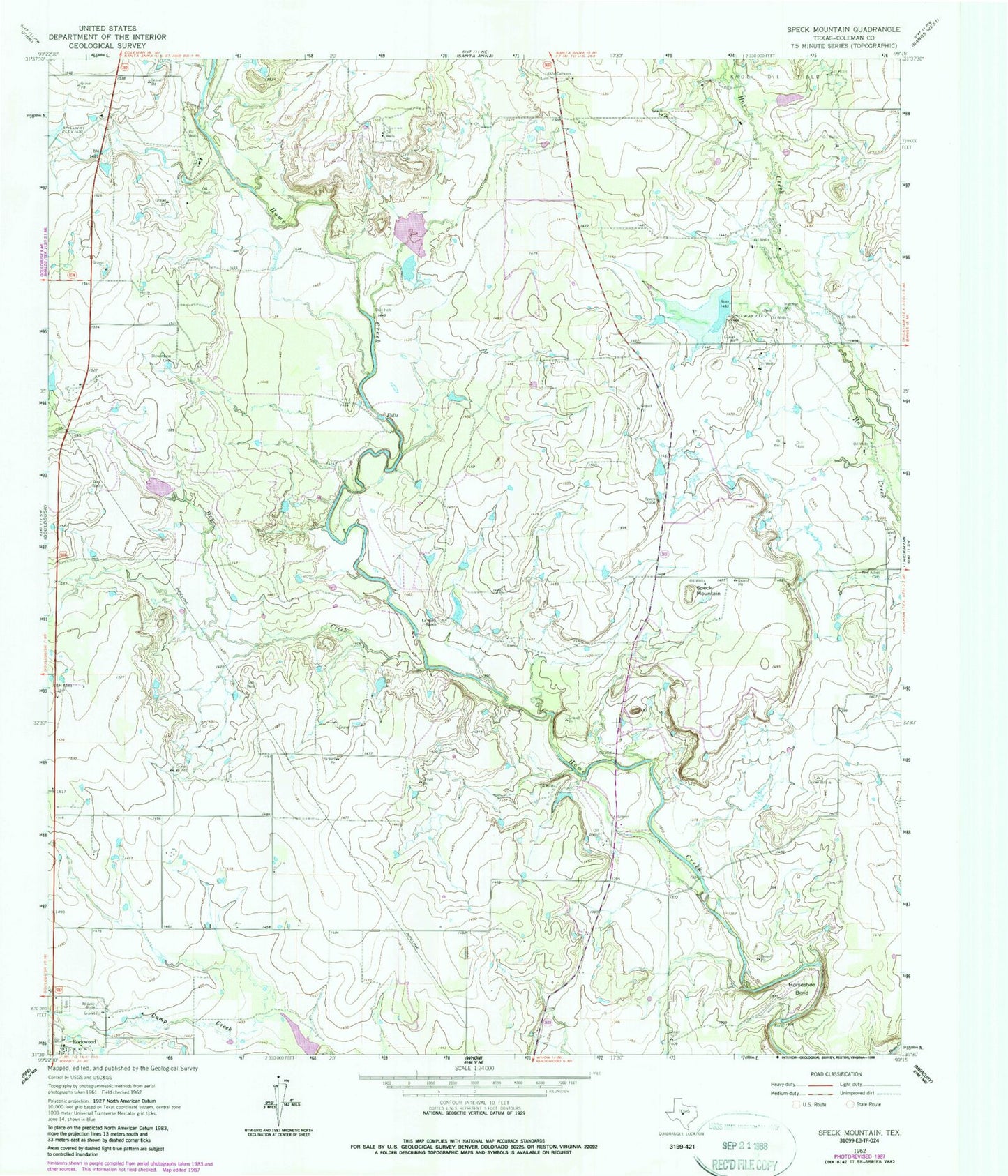Classic USGS Speck Mountain Texas 7.5'x7.5' Topo Map Image