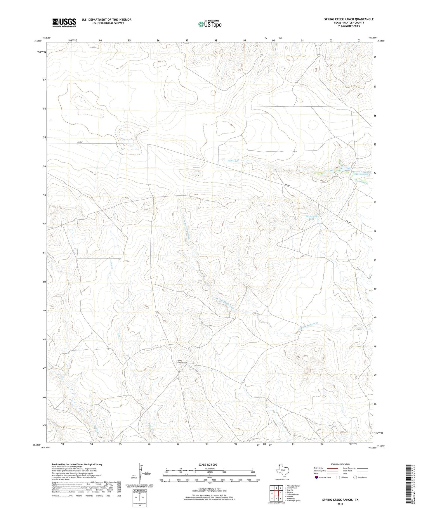 Spring Creek Ranch Texas US Topo Map Image