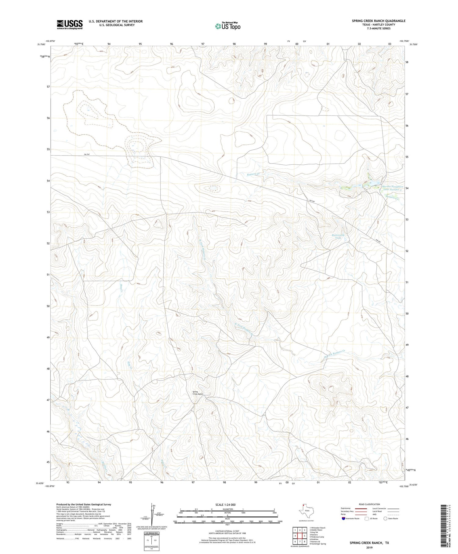 Spring Creek Ranch Texas US Topo Map Image