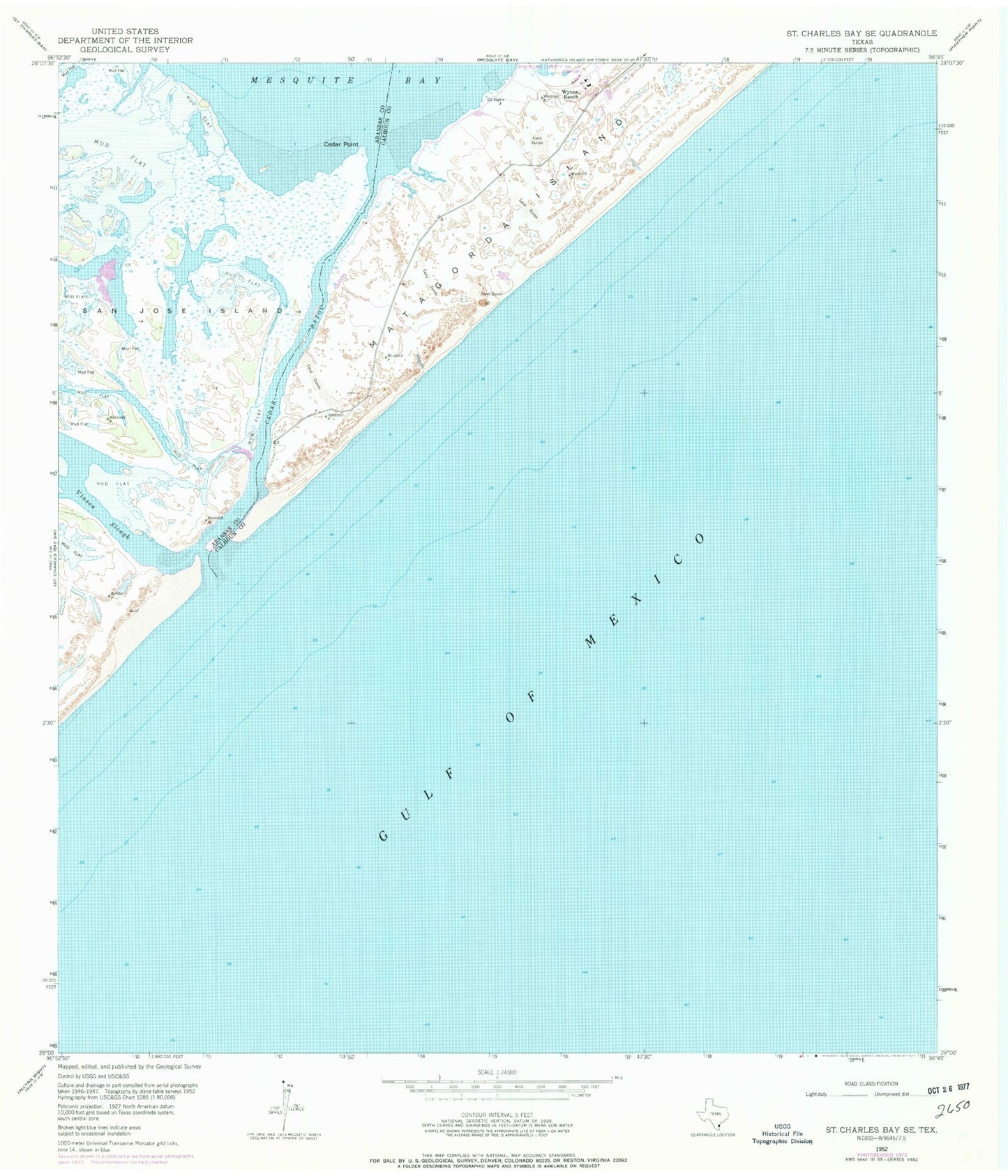 Classic USGS Saint Charles Bay SE Texas 7.5'x7.5' Topo Map Image