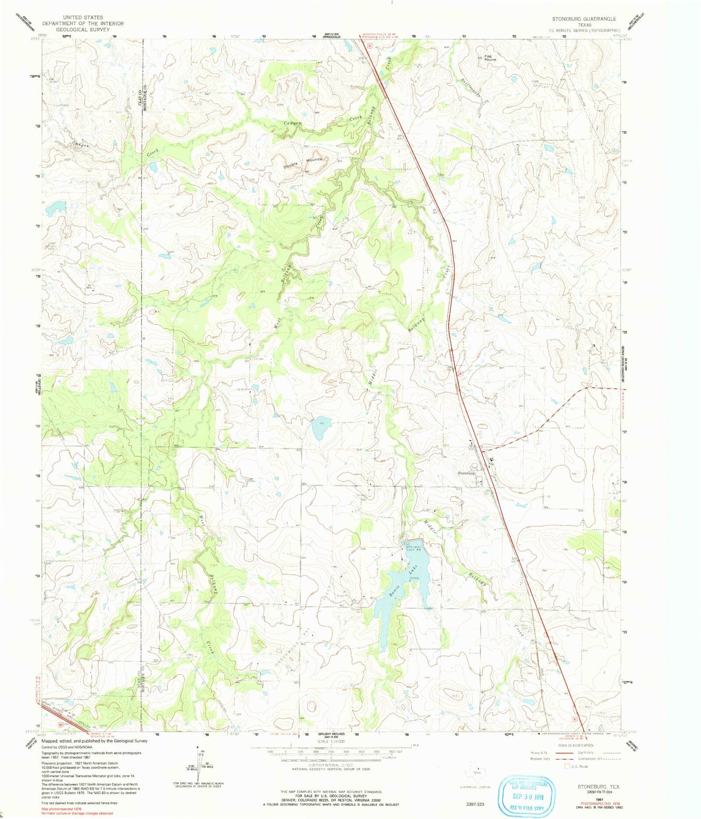 Classic USGS Stoneburg Texas 7.5'x7.5' Topo Map Image