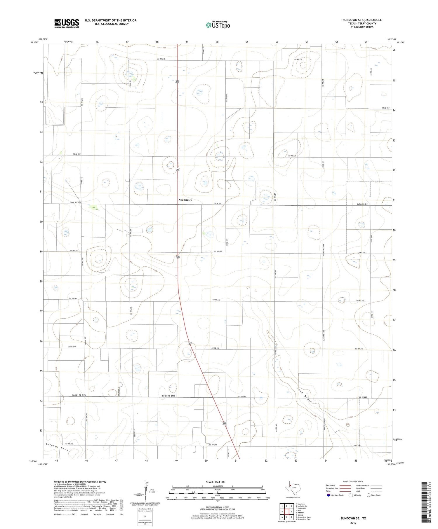 Sundown SE Texas US Topo Map Image