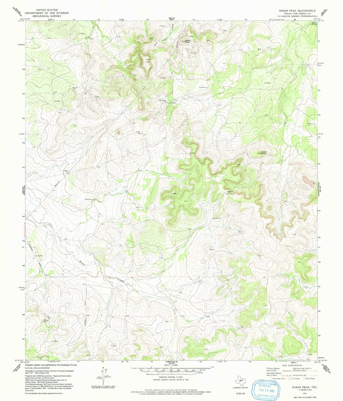 Classic USGS Susan Peak Texas 7.5'x7.5' Topo Map Image