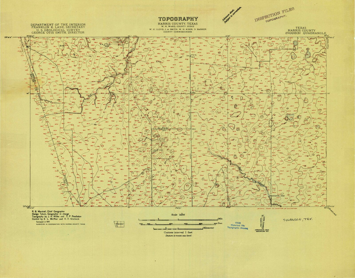 Classic USGS Warren Lake Texas 7.5'x7.5' Topo Map Image