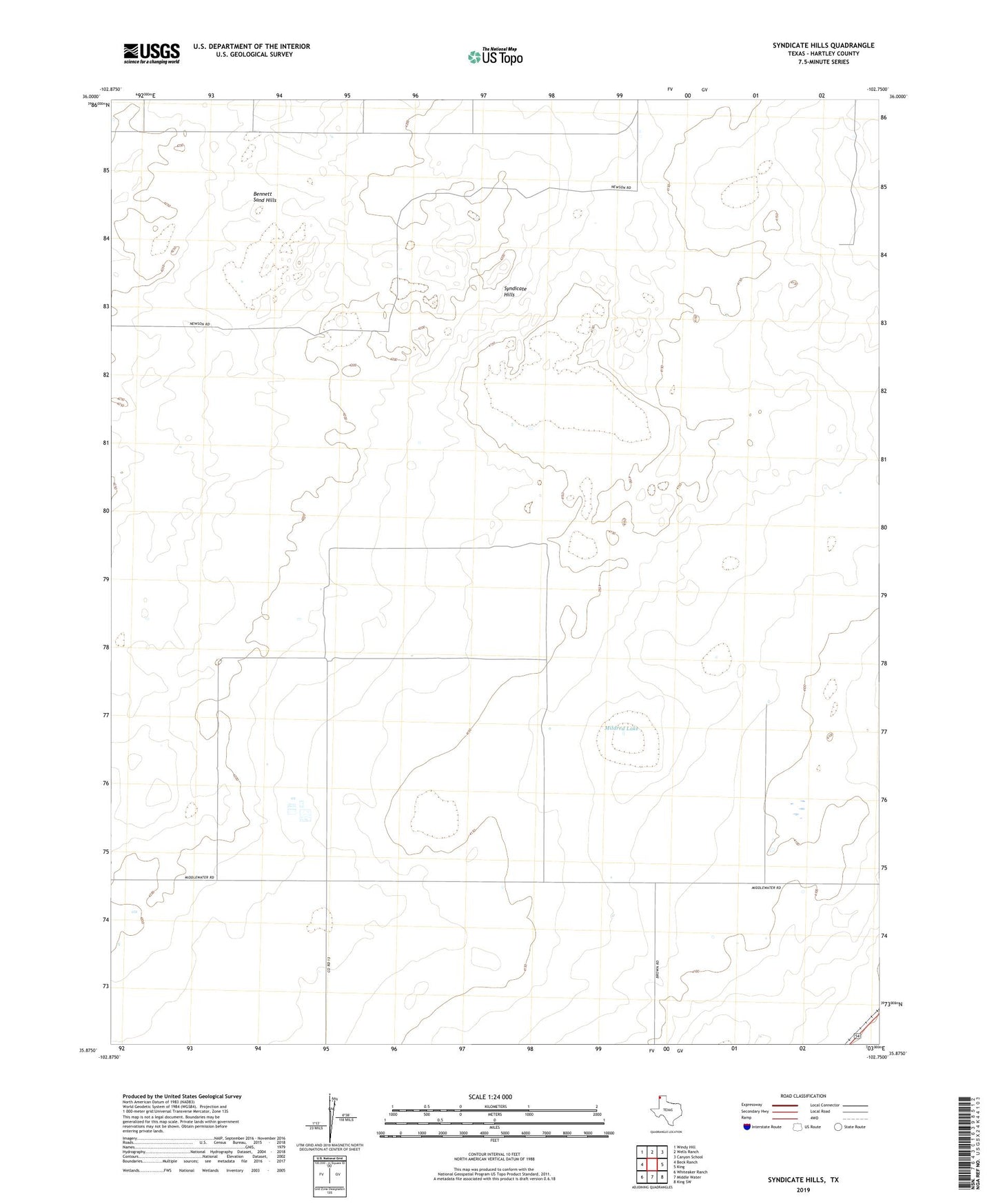 Syndicate Hills Texas US Topo Map Image