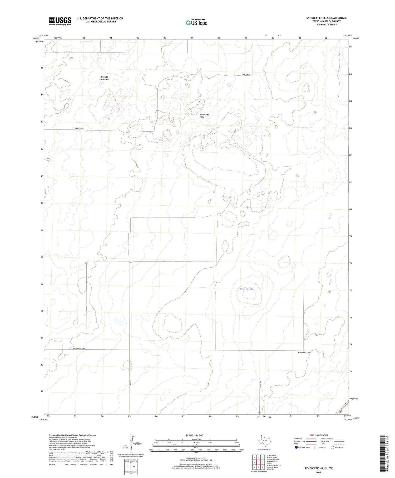 Syndicate Hills Texas US Topo Map Image
