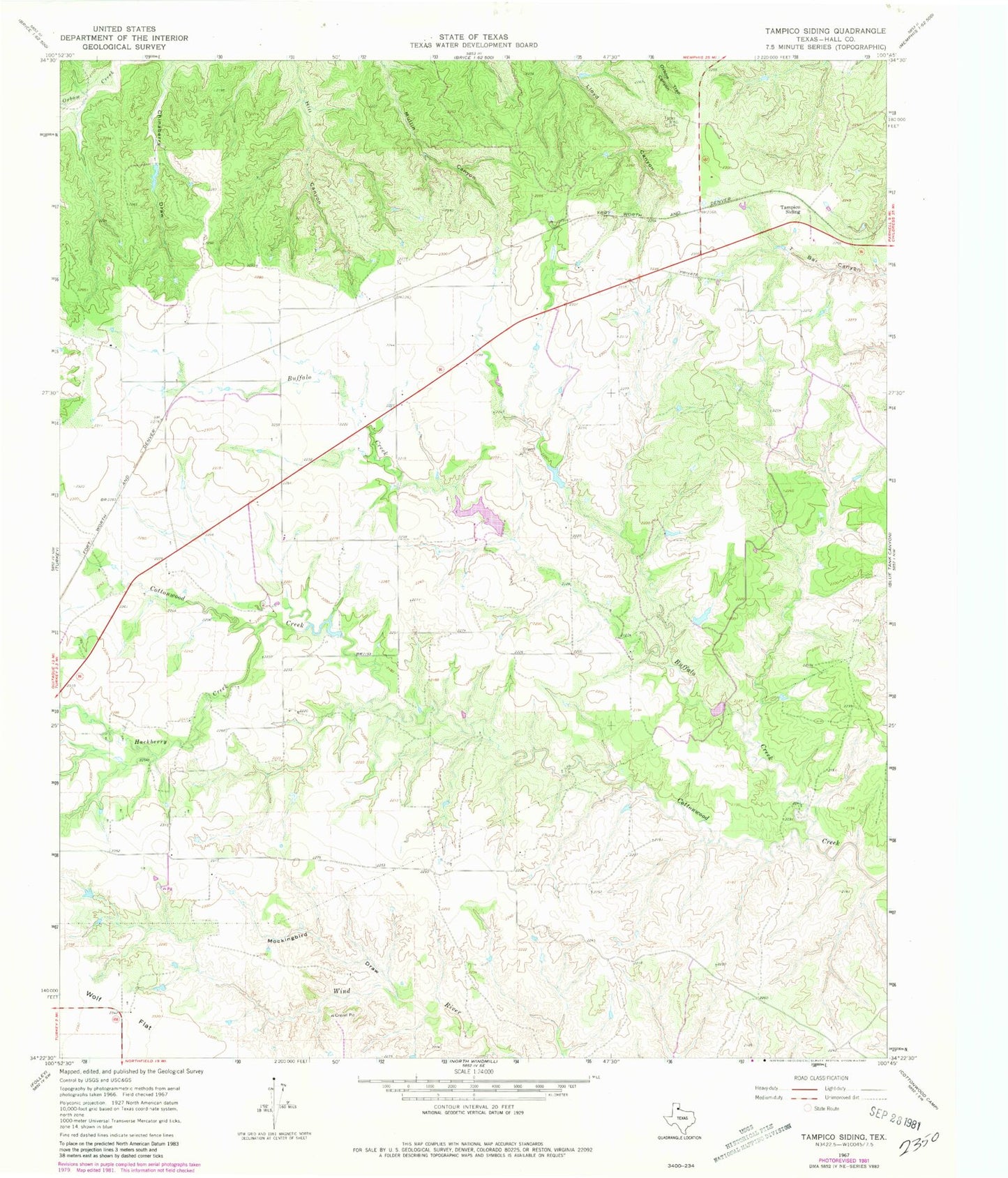 Classic USGS Tampico Siding Texas 7.5'x7.5' Topo Map Image