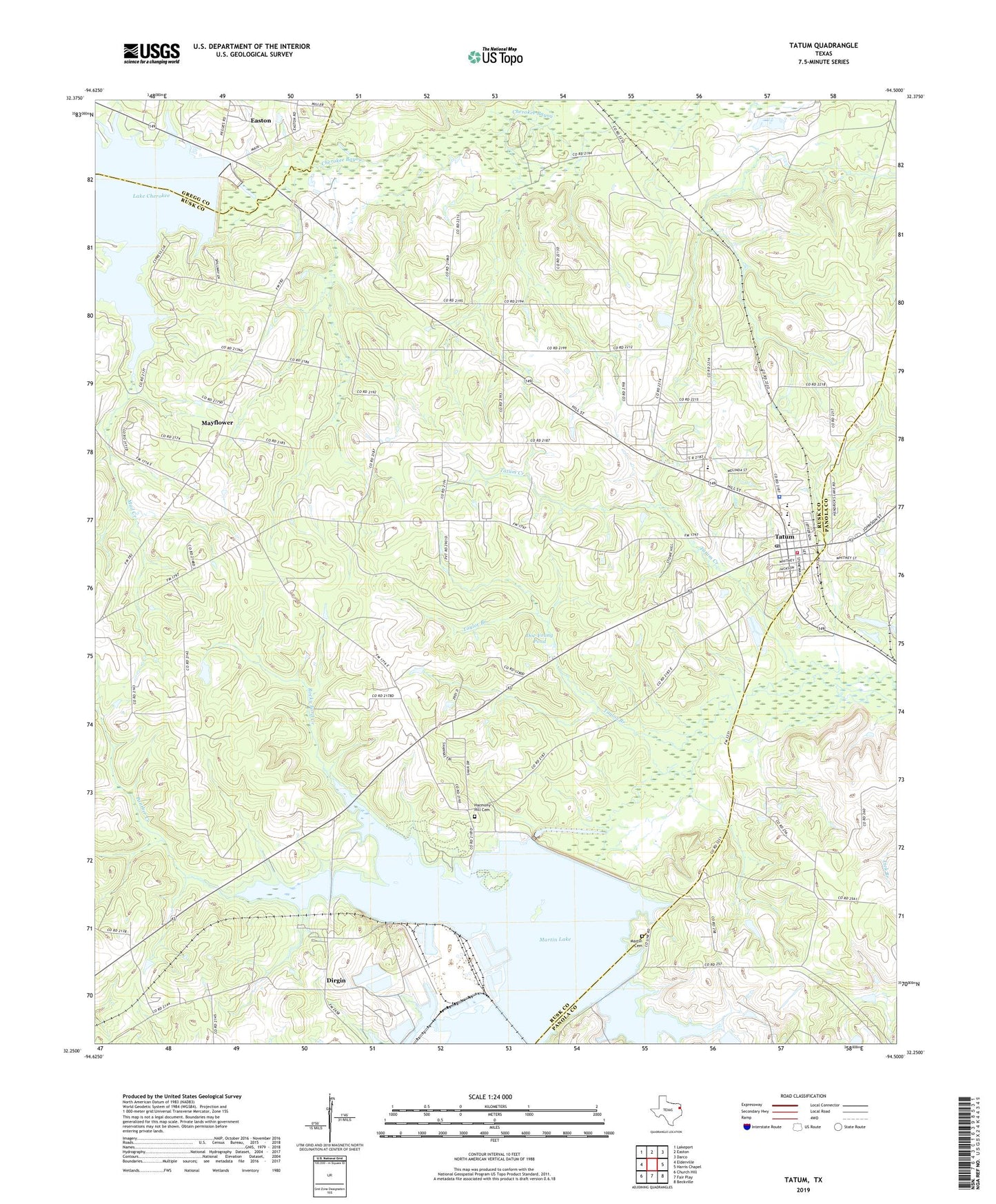 Tatum Texas US Topo Map Image