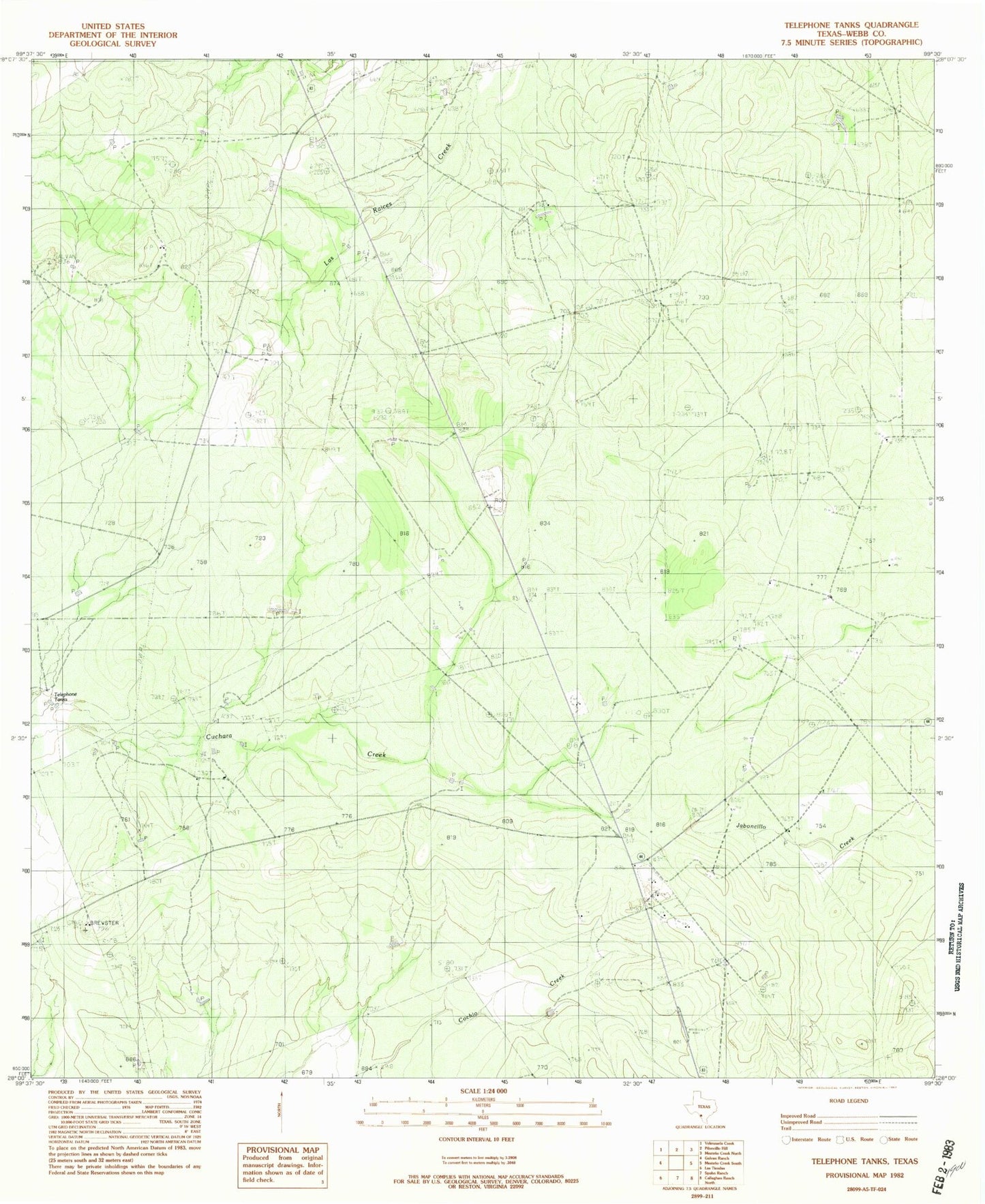 Classic USGS Telephone Tanks Texas 7.5'x7.5' Topo Map Image
