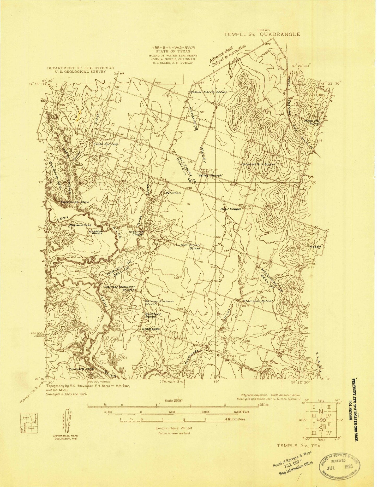 Classic USGS Eagle Springs Texas 7.5'x7.5' Topo Map Image